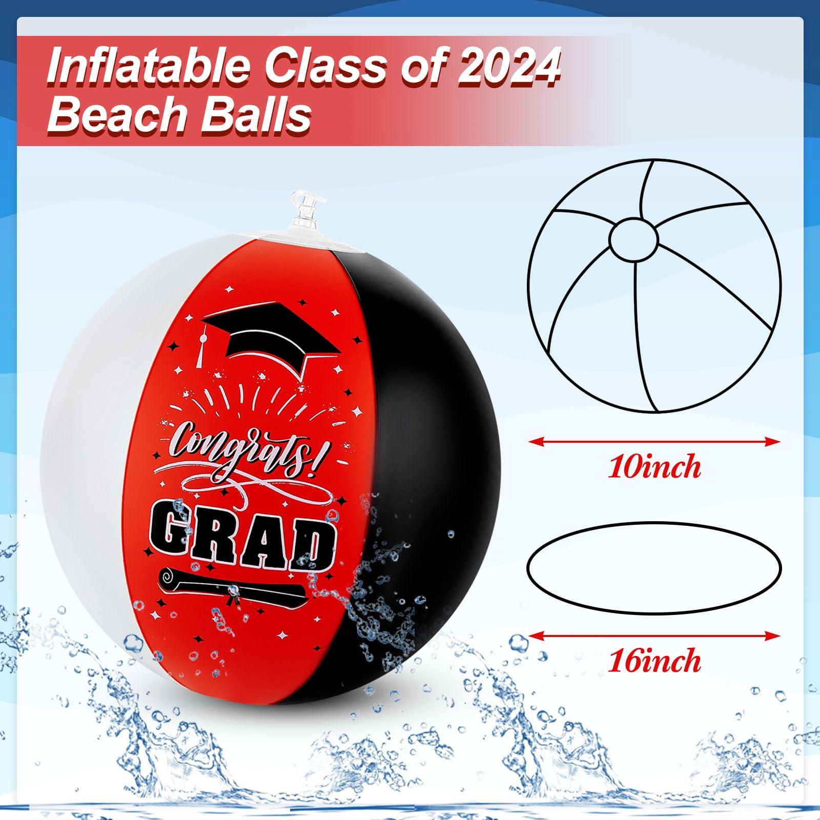 Skylety 10 Pieces Graduation Inflatable Beach Balls Class of 2025 Graduation Party Favors Congrats Grad Sign for Grad Party Decoration Supplies Summer Sand Game(Red)