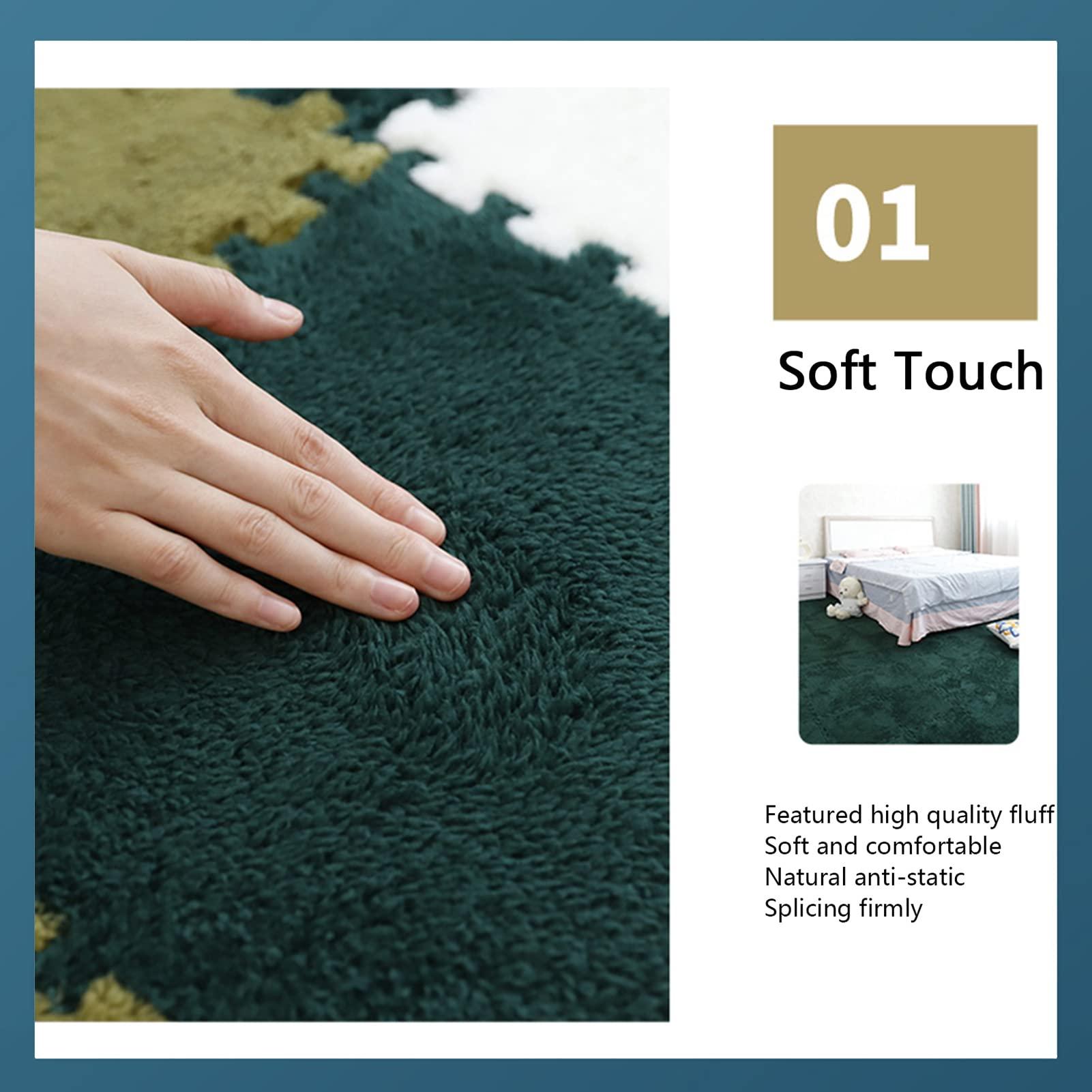 FYYSJW 20 Pcs Interlocking Carpet Tiles,Plush Foam Floor Mat,Square Puzzle Mat,Climbing Mat Area Rugs for Home Playroom,20 Tiles/19.4 Sq.Ft,Lake Blue+Purple