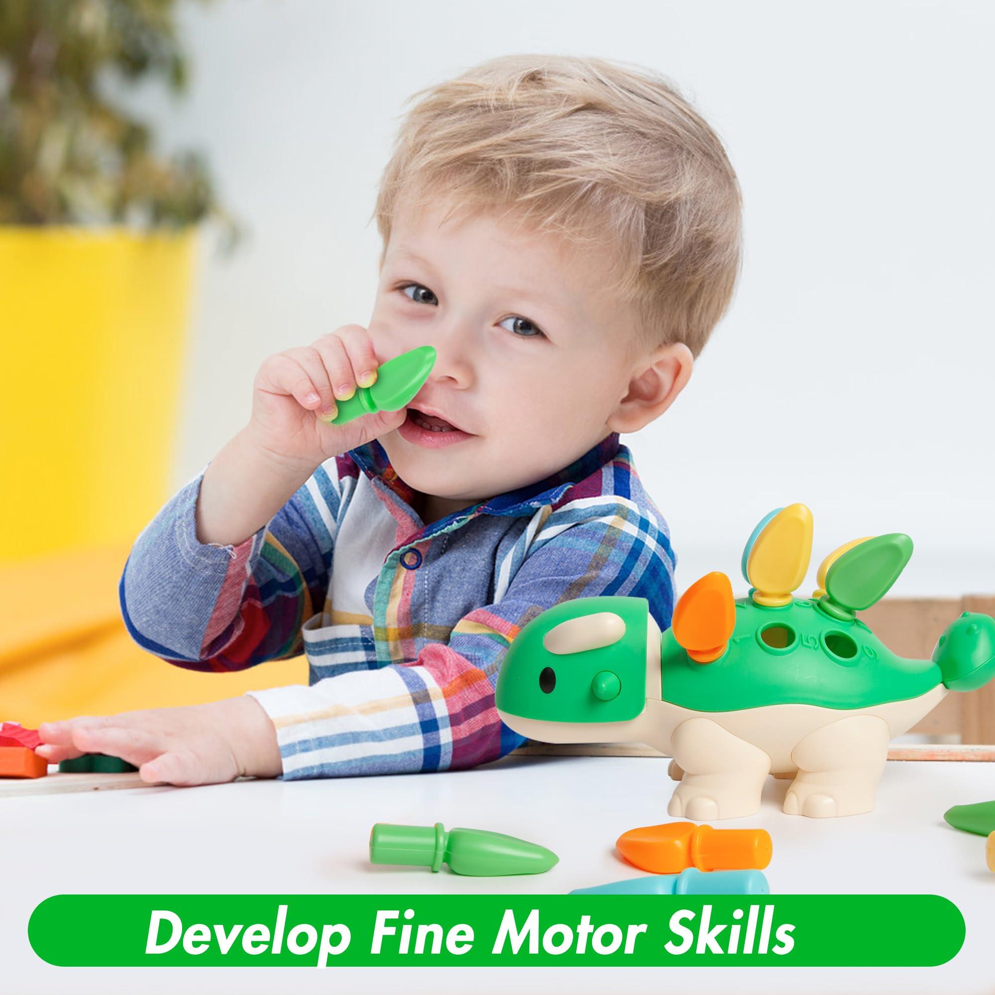 Hirger Montessori Learning Educational Toys for Baby 1 2 3 4 Year Old: Fine Motor Dinosaur Toys for Kids 2-4|Toddler Developmental Toys for Birthday Gift Age 1-2|Preschool Sensory Toys for 12-18 Months