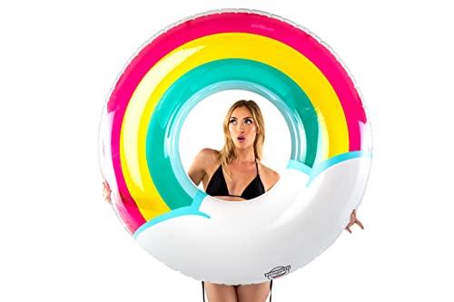 BigMouth BigMouth Inc. Rainbow Ring Pool Float, Over 5' Wide Inflatable Floatie Tube, Blow Up Swim Ring, Outdoor Summer Pool Party Decor