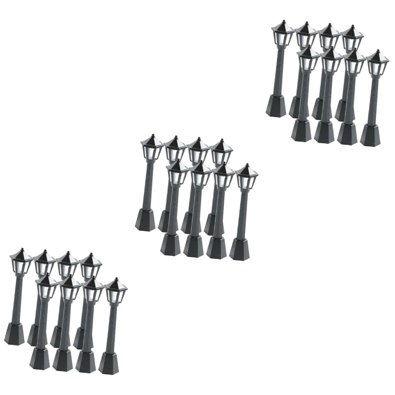 Angoily Angoily 24 Pcs Mini Street Light Mini Street Lamps Post Miniature Christmas Village Railway Train Lamp Model Mini Decor Mini House Fake Street Light Prop Plastic Small Street Light Vintage