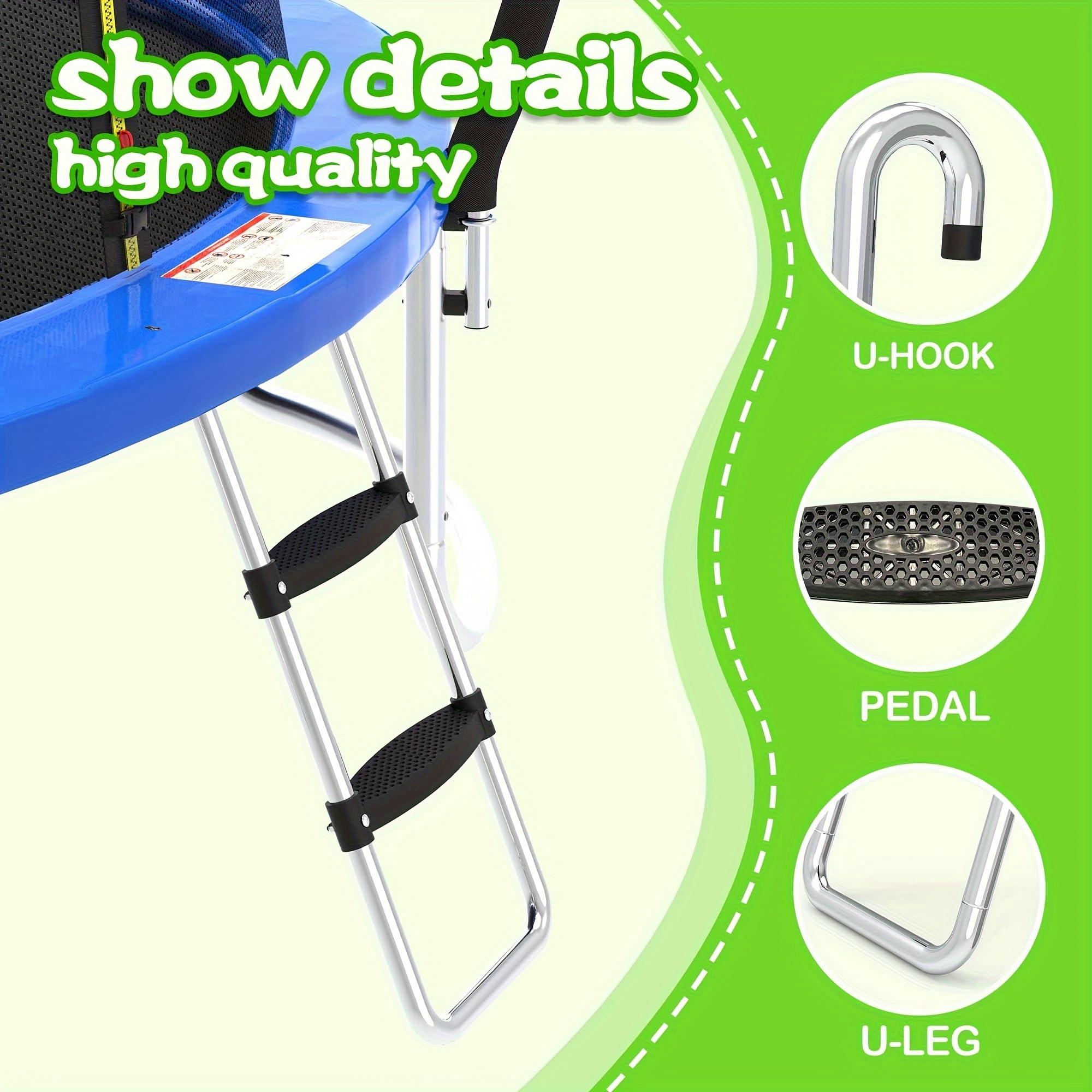 ToysCentral Basics Trampoline Ladder Slide Kit, Universal trampoline ladder & Slide 2 step wide trampoline safety ladder stairs and strong tear resistant trampoline slide