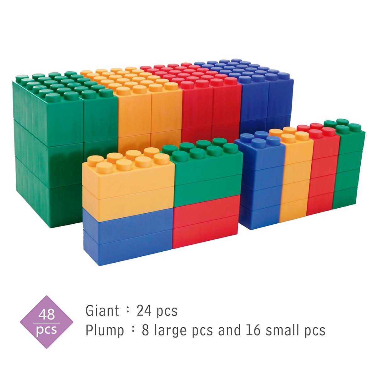 UNiPLAY UNiPLAY Giant Plump Toddler Soft Building Blocks - 48-Piece Stacking Set for Early Cognitive Development and Creative Play - Ages 3 Months+