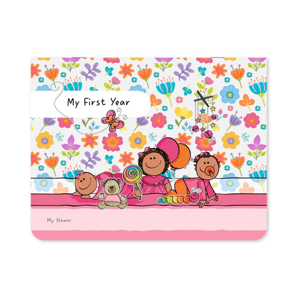 UPICK-IT "My First Year" Baby Calendar with Stickers Track and Cherish Every Milestone! (Tan Baby Girl)