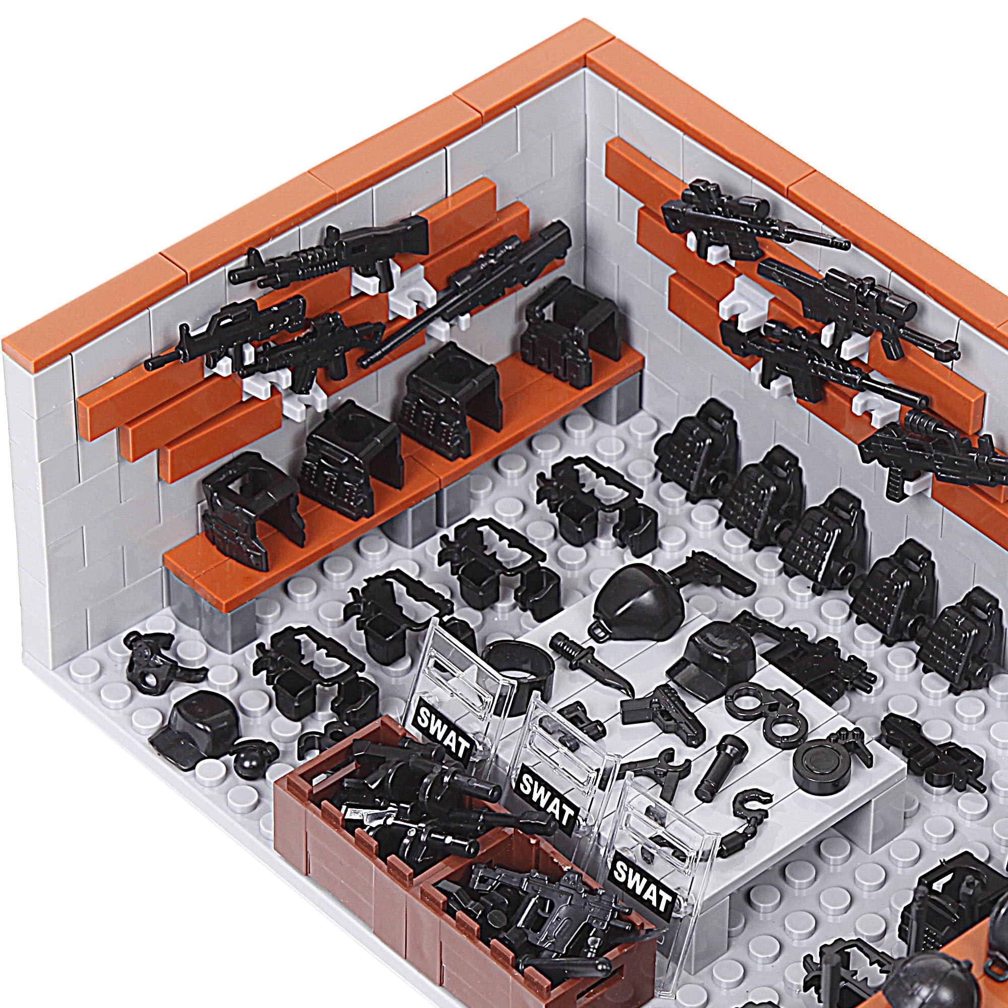 FANLANTEE Military Base Army Base Building Blocks Sets WW2 Battle Brick Armory Swat Team Weapons Pack Toys Compatible with Major Brands Bricks(568 Pcs)