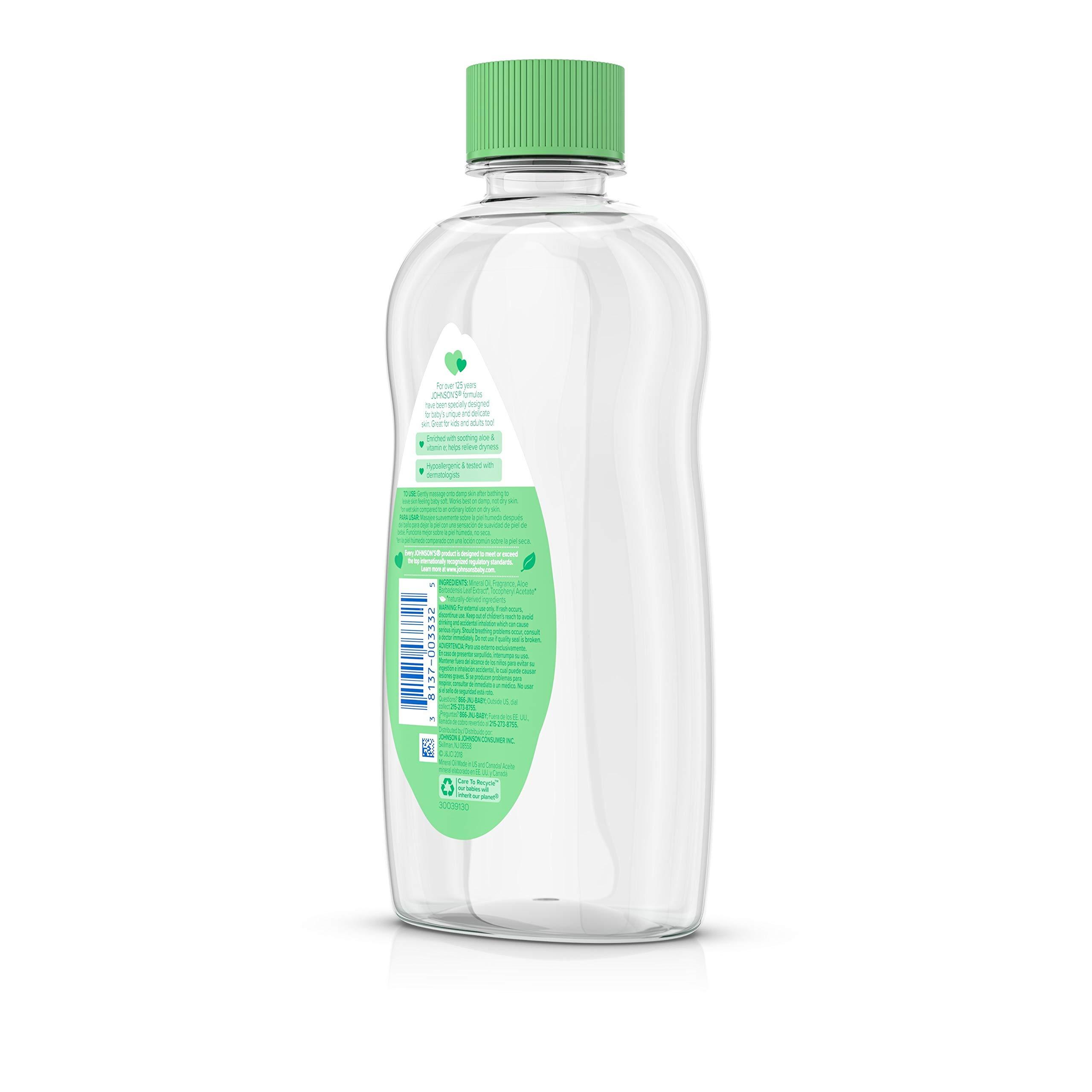 Johnson\'s Baby Johnson's Baby Johnson & Johnson Baby Oil, Aloe Vera & Vitamin E, Multicolor, 14 Fl Oz (Pack of 4)