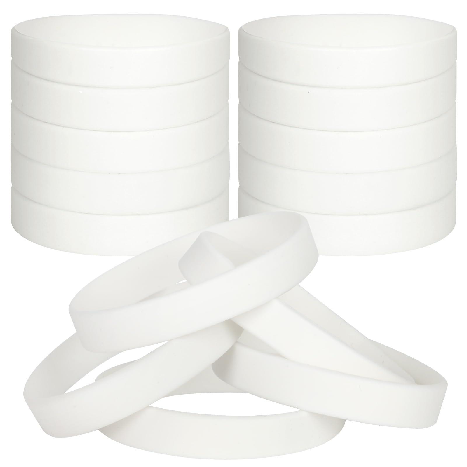 LVNRIDS LVNRIDS 100 PCS Silicone Bracelets Wristbands for kid, Sports Rubber Elastic Wristband Bracelet for Party Decorations Favors Set Pack White