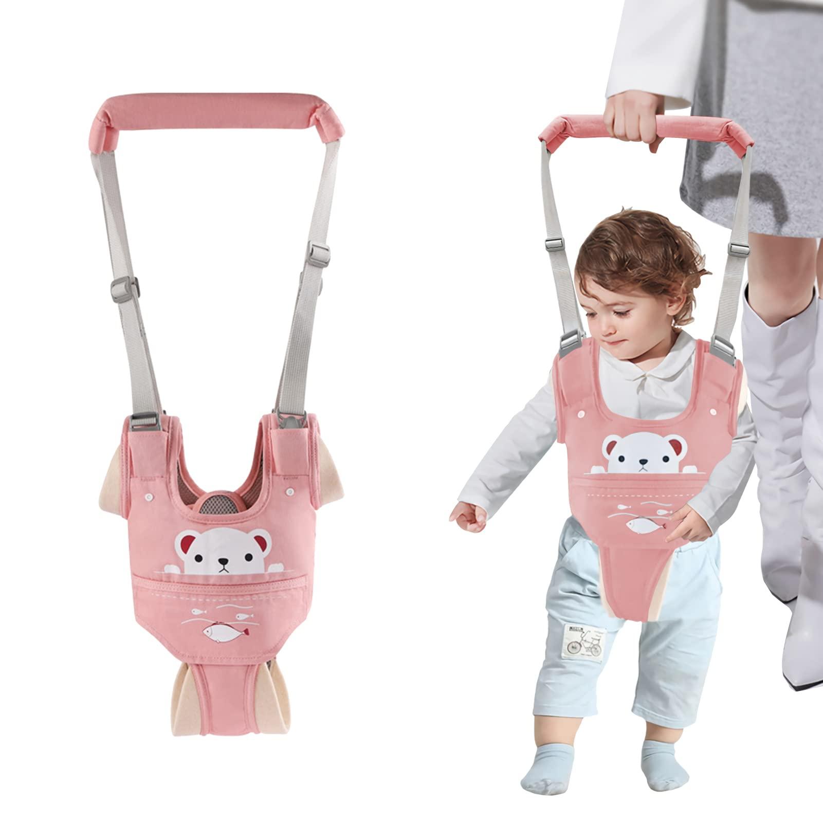 Huifen Huifen Baby Walking Harness, Handheld Kids Walker Helper with Detachable Crotch Adjustable Walker Harness Assistant Belt Baby Learning Walk Toddler Infant Walker 9-24 Months (Pink)