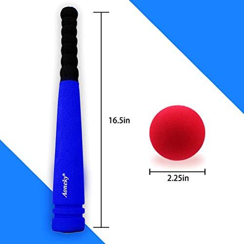 Aoneky Aoneky Min Foam Baseball Bat and Ball for Toddler - Indoor Soft Super Safe T Ball Bat Toys Set for Kids Age 3 Years Old, Best Gift for Children, 16.5 inch