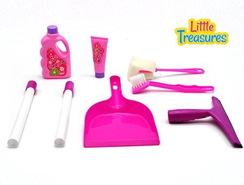 Little Treasures Little Helper Pretend Play Toy Set with dust pan, Mock soap Bottle, mop, Brusher and Viper Cleaner - Educational Cleaning Game for preschoolers 3+ Fun Helping mom kit to Clean Around The House