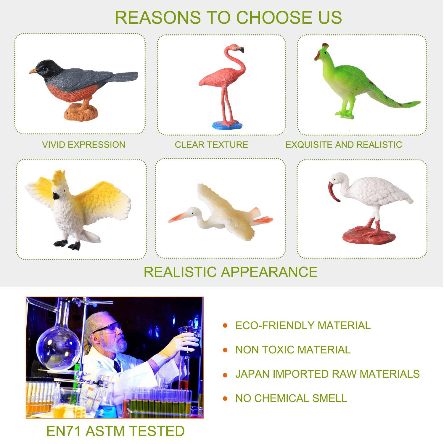 HOMNIVE HOMNIVE Birds Figurines, 23pcs Realistic Eagle Parrot Robin Owl Toy Bird, Fairy Garden Accessories, Learning Educational Toys for Dollhouse Birthday Cake Topper Gift for Kids Toddler