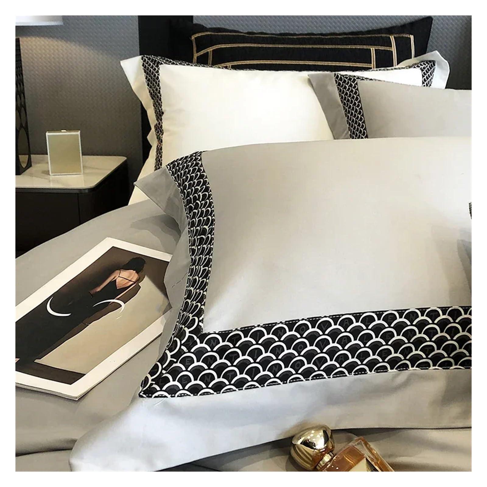 ADovz ADovz White 1000TC Egyptian Cotton Luxury Hotel Style 4Pcs Bedding Set Broad Side Embroidery Duvet Cover Set Pillowcases Bed Sheet Set,Bed Sheets