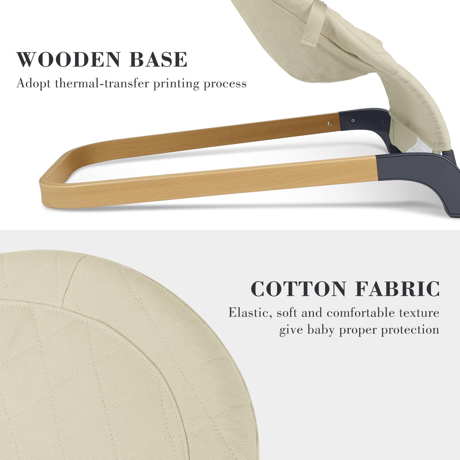 ANGELBLISS ANGELBLISS Baby Bouncer, Portable Bouncer Seat for Babies, Infants Bouncy Seat with Mesh Fabric, Natural Vibrations (Apricot)