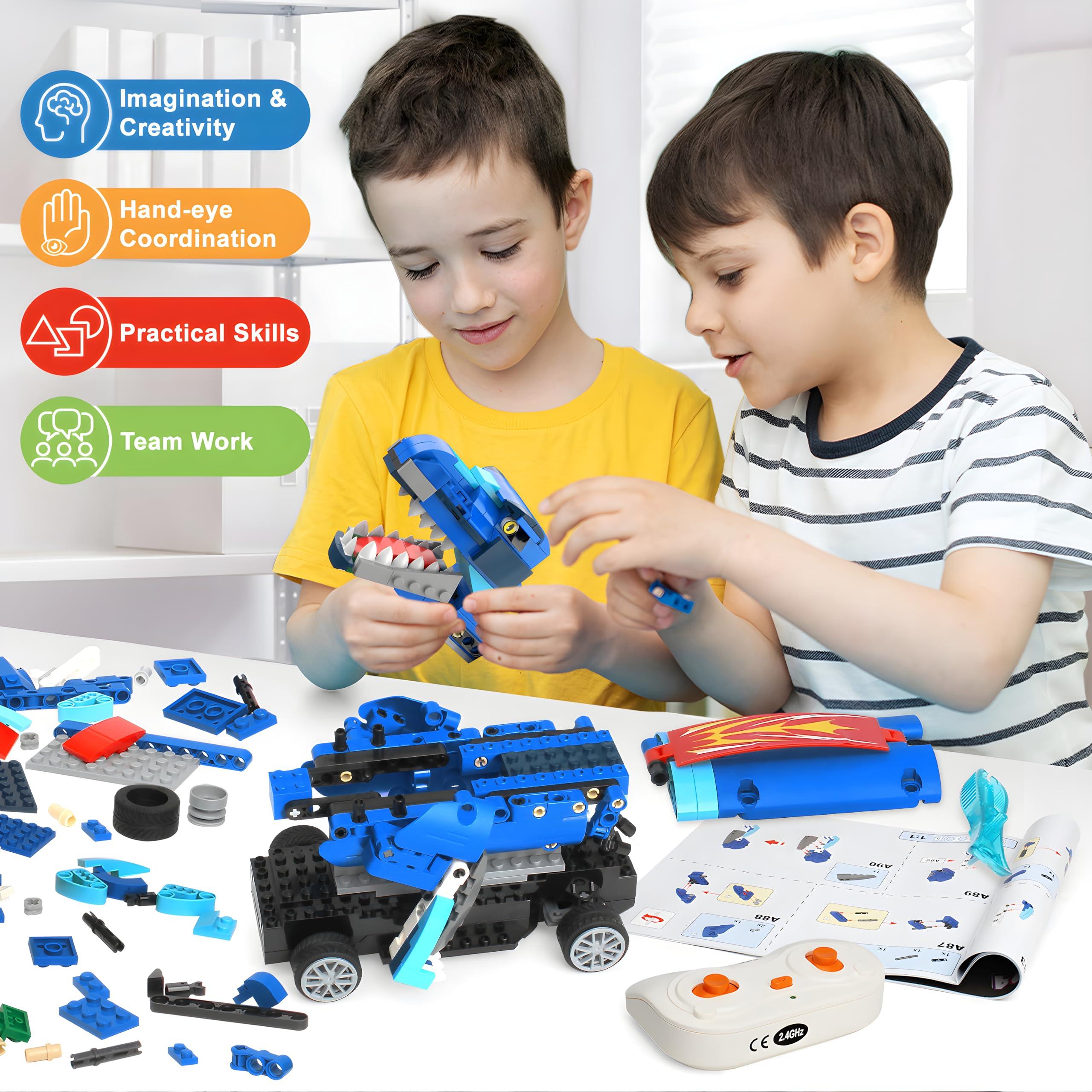 Yerloa Yerloa Dinosaur Toys for Kids 8-12 Jurassic Building Kits for Boys 6 7 8 9 10 11 12 + Year Old 343 Pcs Remote Control STEM Projects Building Toys Blocks Sets Educational Birthday Gift for Kid 5-7 8-12