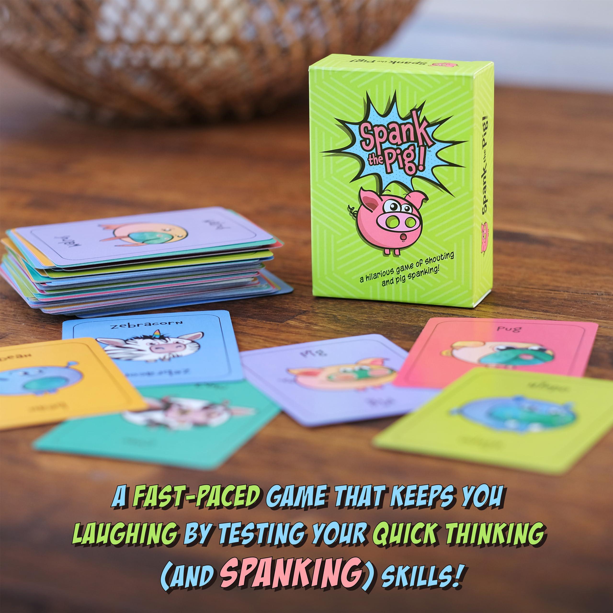 Sweet Bros Games Spank The Pig! - Hilarious & Fun Family Card Game for Kids, Teens & Adults, Funny Fast Paced Games for 2-7 Players