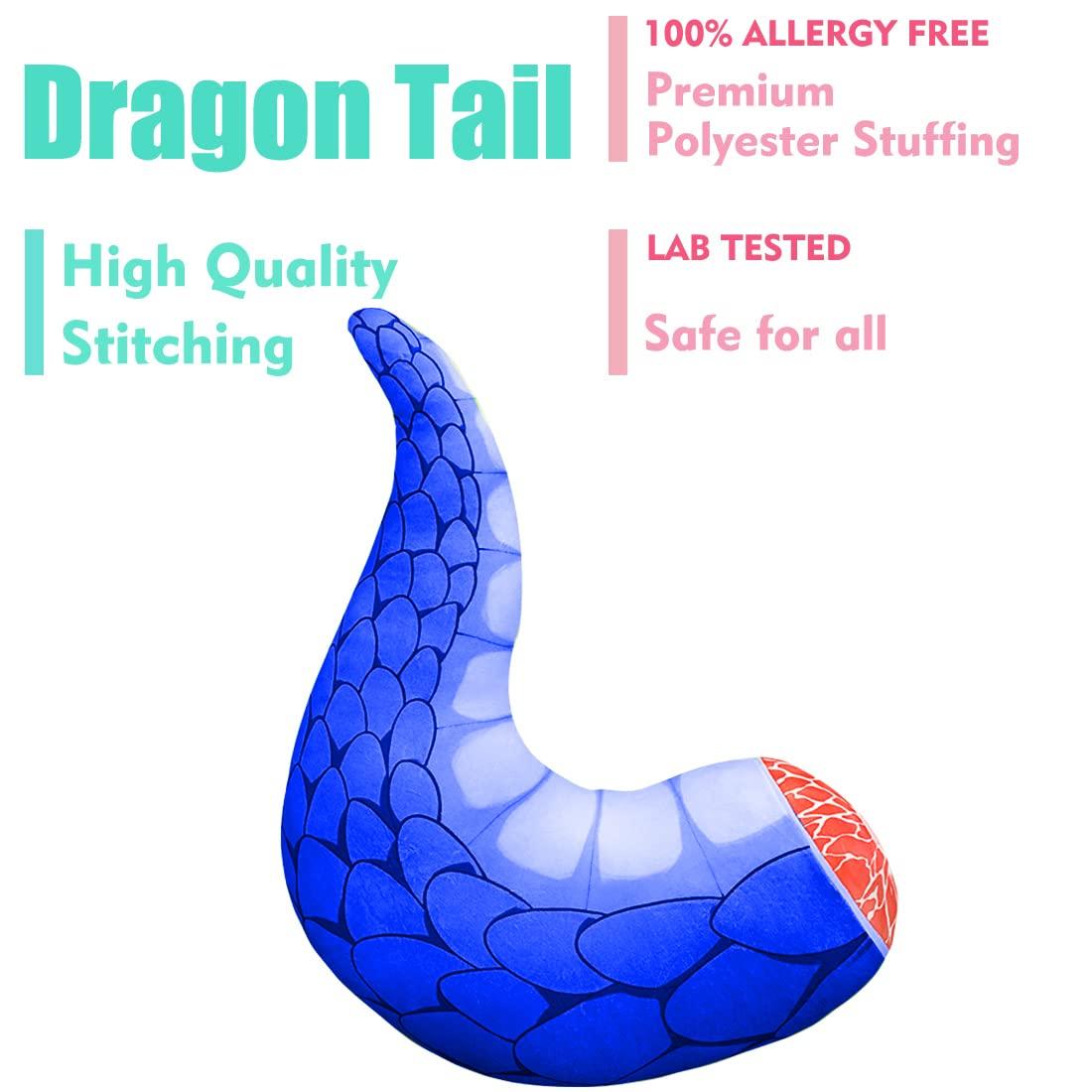 ELAINREN ELAINREN Fluffy Dinosaur Tail Shape Plush Neck Pillow Soft Dragon Tails Stuffed Body Pillow Cartoon Blue Dino Tail Plushie Cushion Decor/23.6\'\'