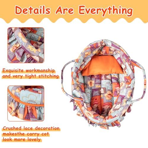 Rakki Dolli Rakki Dolli Doll Carry Cot Set Doll Carrier Soft Basket Bassinet, Includes 1 Cot and 1 Pillow, Fits for 18-inch American Girl Dolls 019