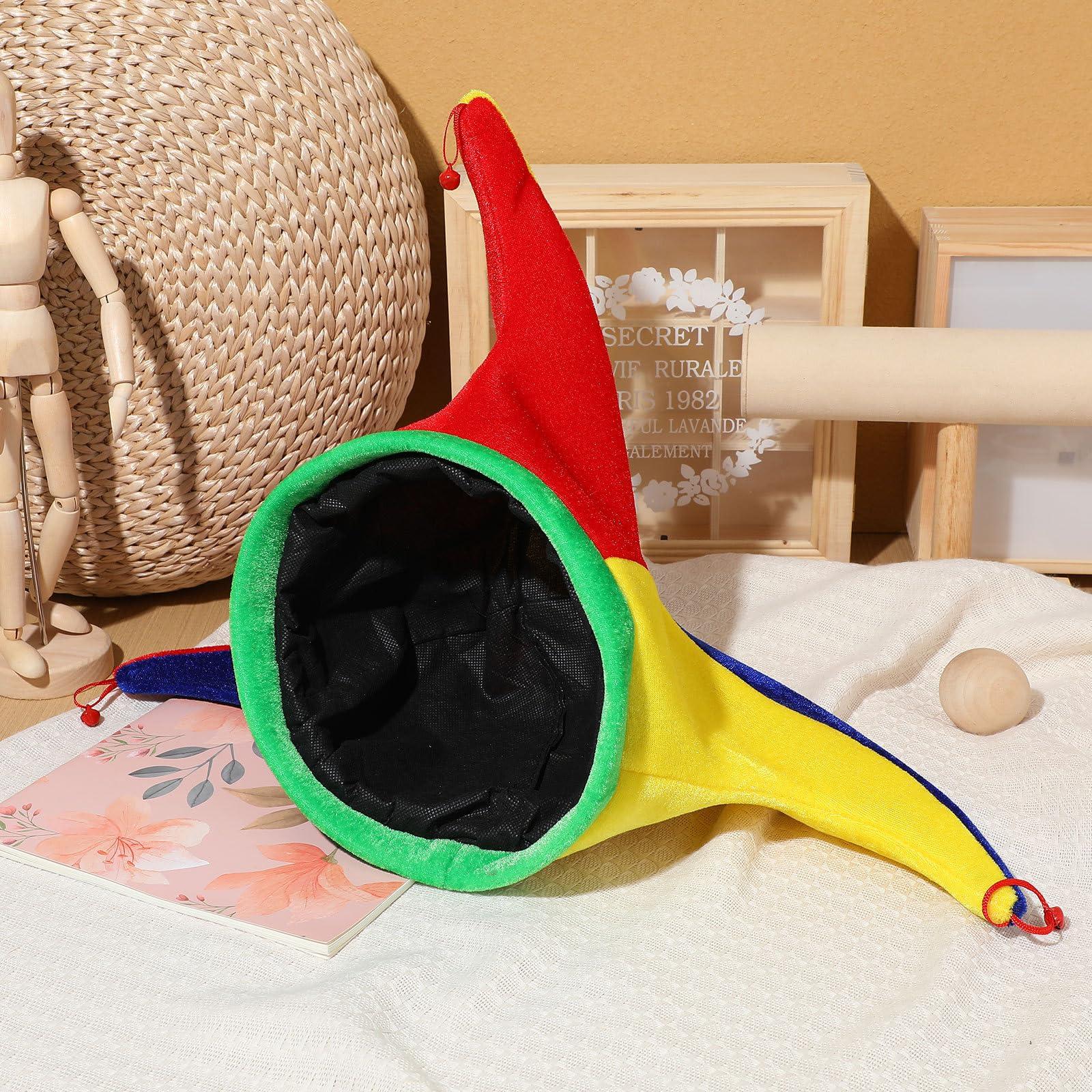 Didiseaon 2Pcs Jester Hat Jester Clown Hat with Bells, Funny Headwear Jester Costume Accessory for Halloween Mardi Gras Carnival Mexico Festival Party Decor