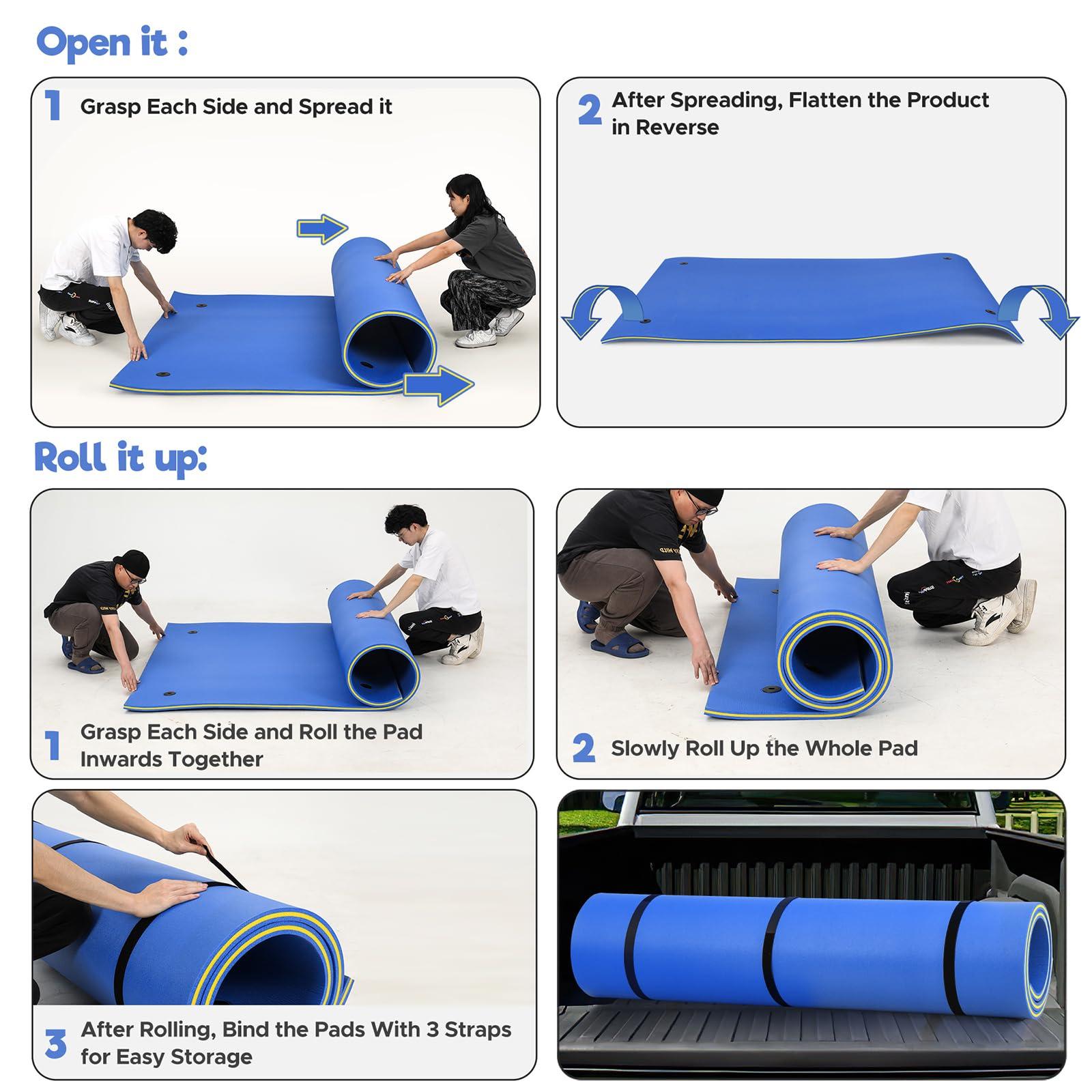WARMOUNTS WARMOUNTS Water Floating Mat Foam Pad, 9x6FT Bouncy Tear-Resistant XPE Foam, Recreation and Relaxing for Pool Lake River Ocean Outdoor Water Activities