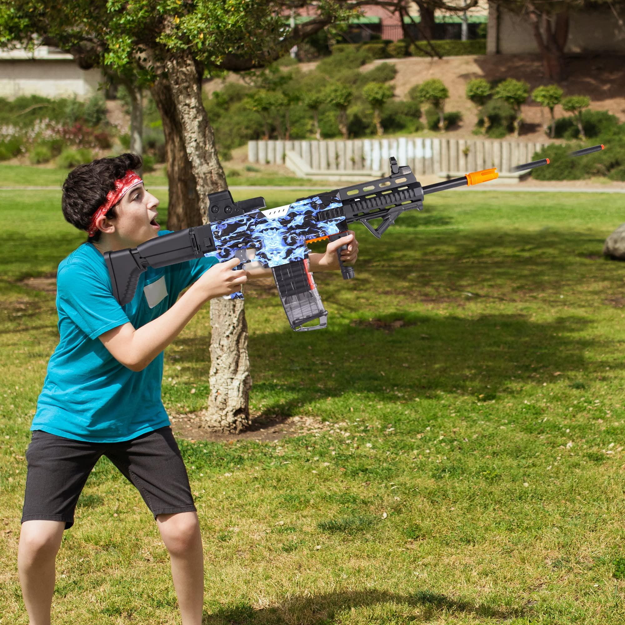 COOLFOX COOLFOX Electric Automatic Toy Gun for Toy Guns Sniper Soft Bullets [Shoot Faster] Burst Soft Bullets Toy Gun for Boys,Toy Foam Blasters & Guns with 100 Toy Sniper Darts, Gifts for Kids(Blue)