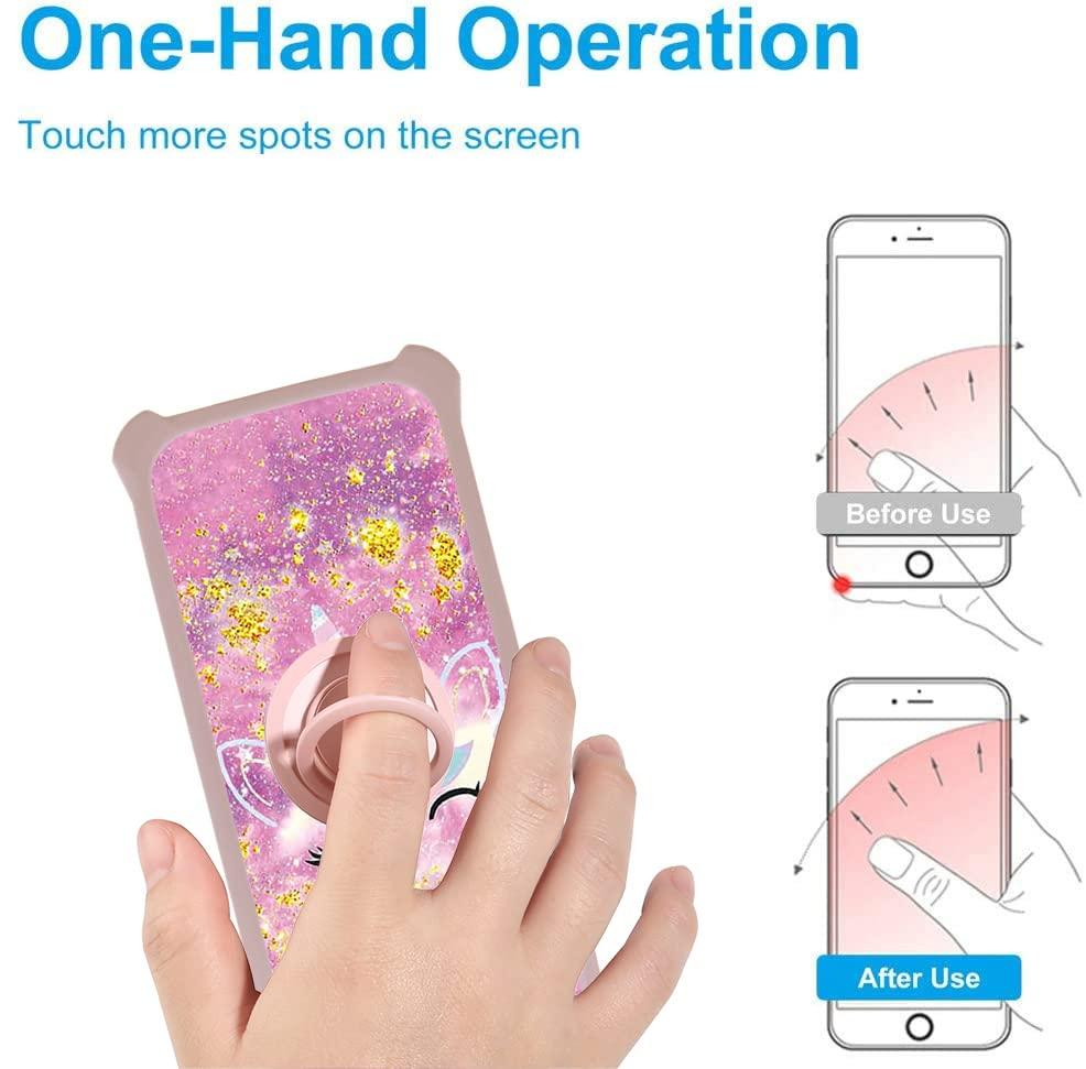 jioeuinly jioeuinly Galaxy A6 Case Compatible with Samsung Galaxy A6 Phone Case Cover [with Tempered Glass Screen Protector][Hard PC + TPU][Gold Glitter+Luminous] JSF-DJS