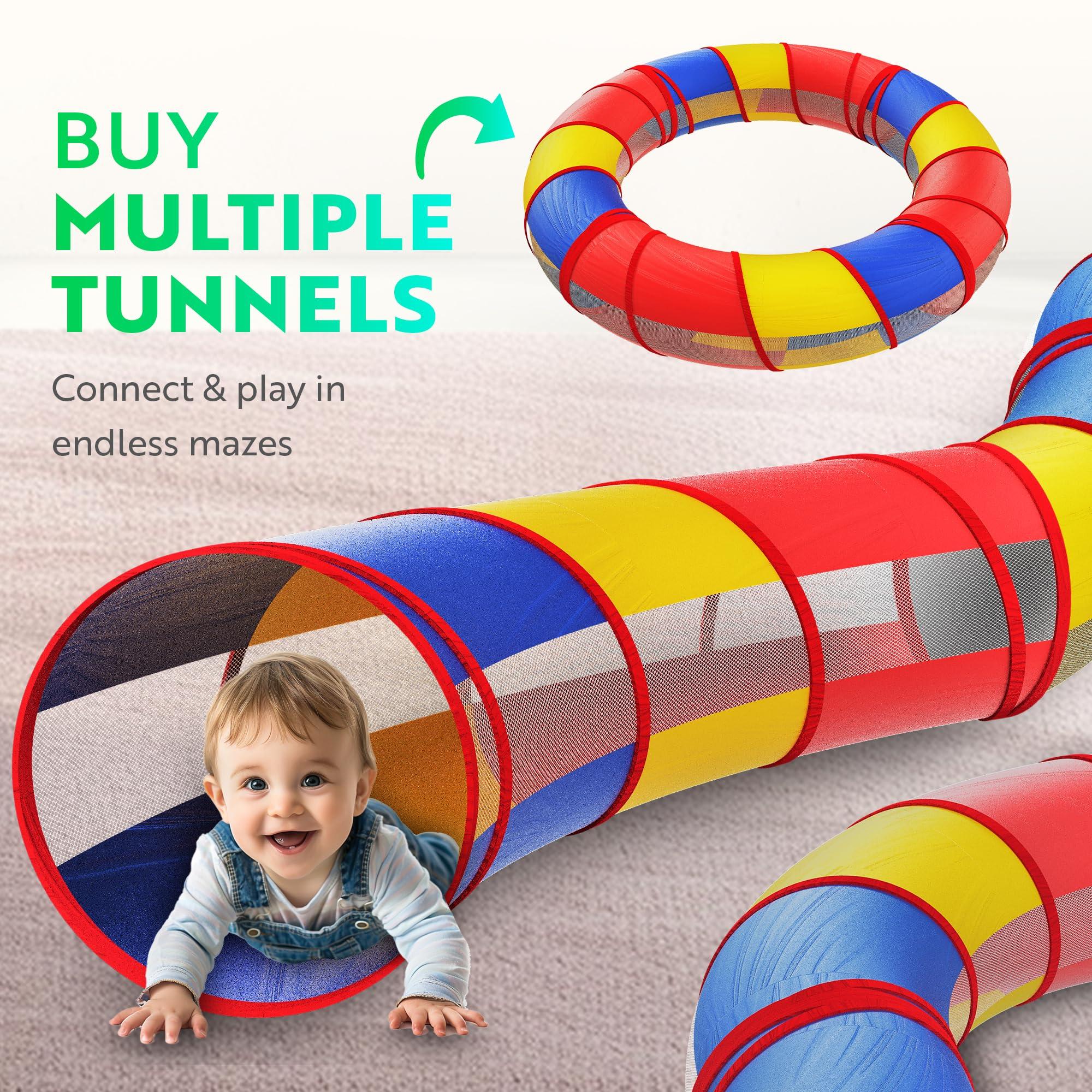 Playz Playz Extra-Large Play Tunnel for Toddlers 1-3 Years Pop-Up Baby Crawl Tube, Sensory Activity, Indoor & Outdoor Kids Toy, Collapsible for Easy Storage
