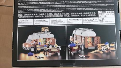 FUNWHOLE FUNWHOLE Carpentry Van Lighting Building-Bricks Set - Farm Woodworker Car Collectible Display Set 496 Pcs for Adults and Teen