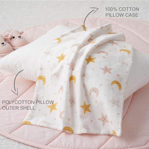 Bunnikins & Clover Bunnikins & Clover Toddler Pillows with Pillowcase, 13"x18" Soft Cotton Kid Pillows for Sleeping, Bedding Small Pillow for Boys and Girls Aged 2-5 Years