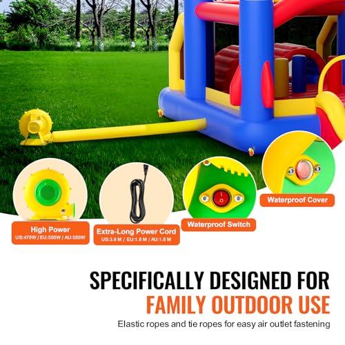 VEVOR VEVOR Outdoor Toys for Kids 5-12, Bounce House for Kids, Inflatable Nightclub Halloween Bounce House with Slide, Blower and Storage Bag, Birthday Christmas Party Gifts for Kids, 160x94x96 inch