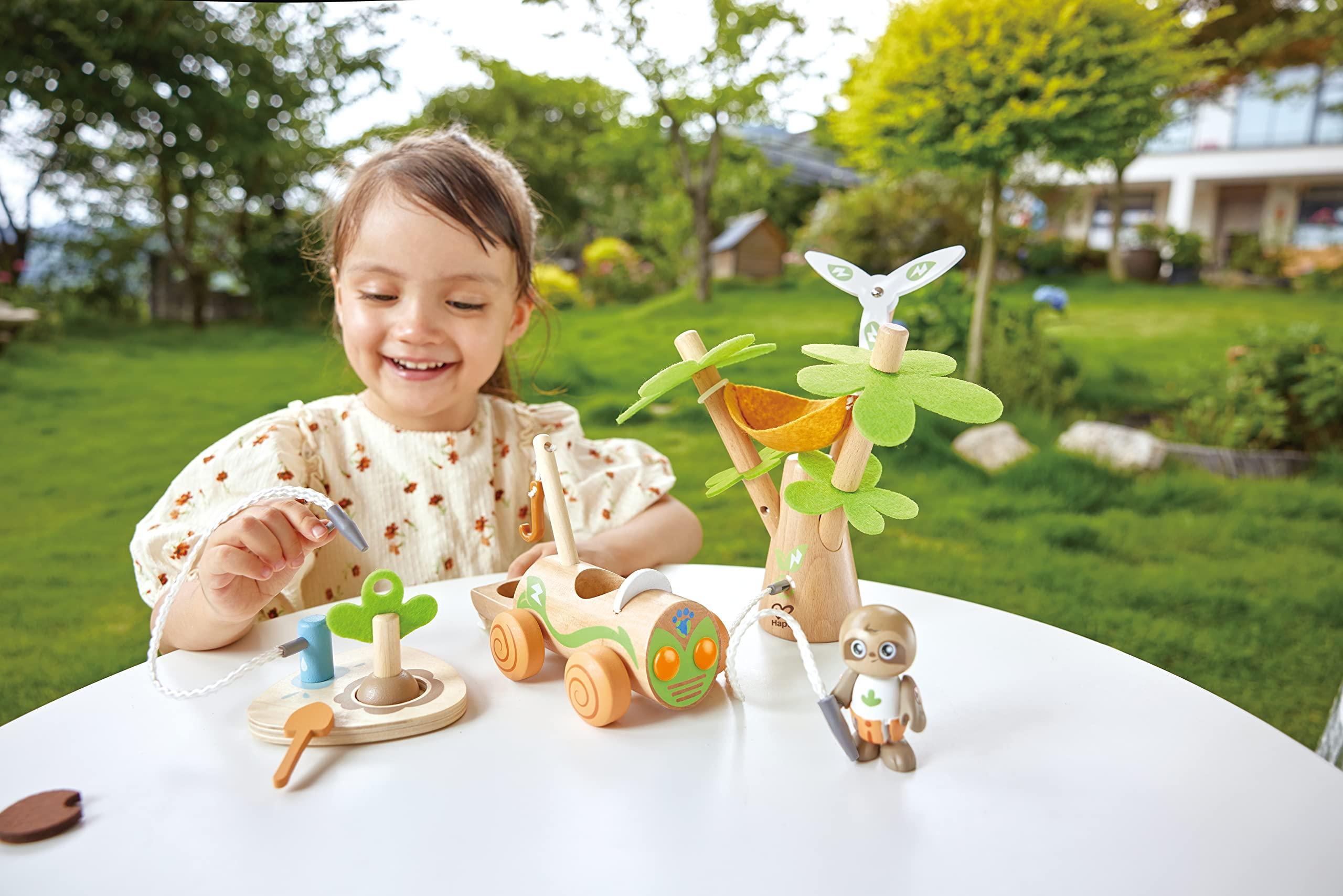 Hape Hape Tree Planting E-Car, Green Planet Explorers | Electric Wind Turbine Car Toy, for Kids Ages 3+ Years