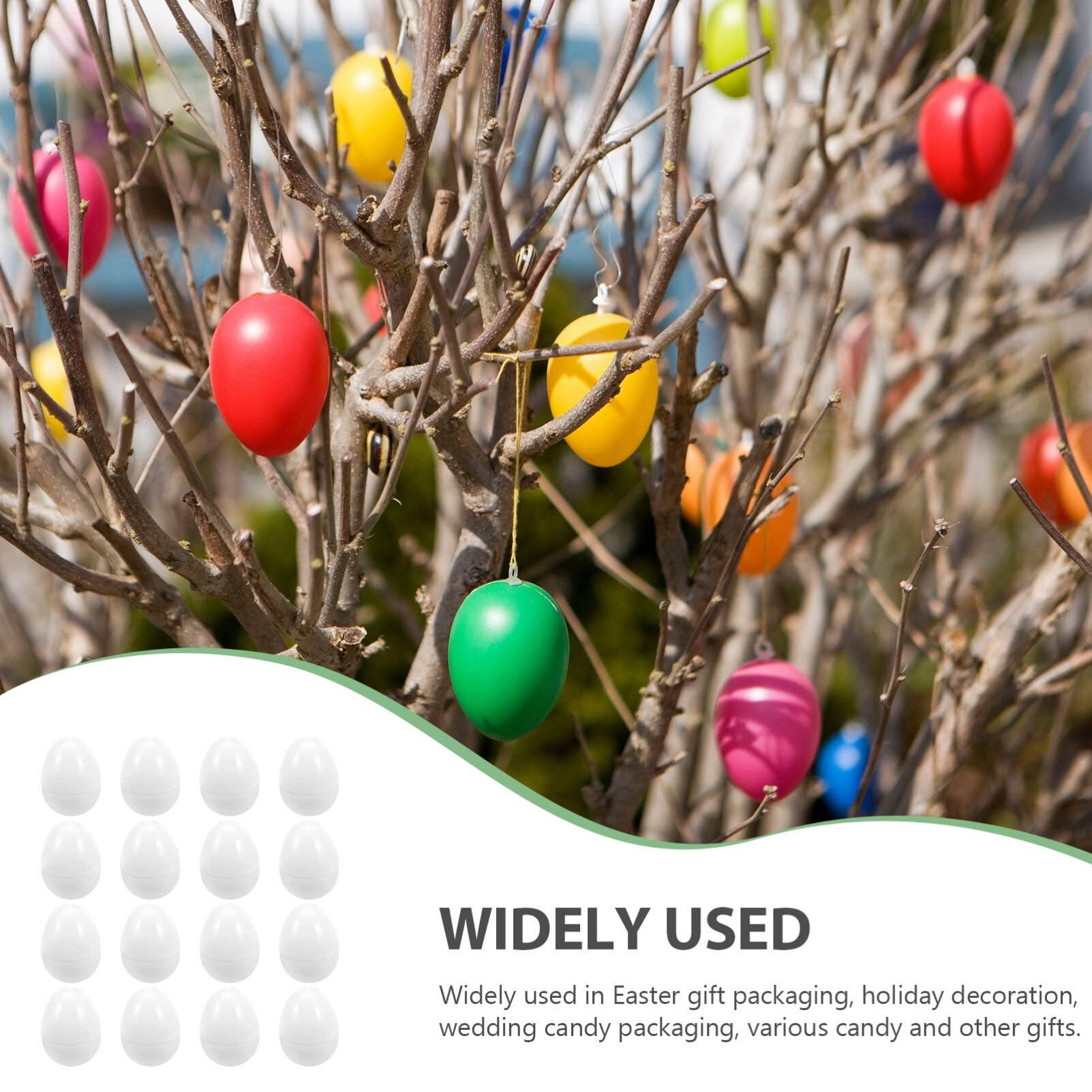 IMIKEYA IMIKEYA White Plastic Easter Egg, 16pcs Blank Fillable Eggs Detachable Empty Diy Easter Eggs Paintable Artificial Fake Eggs Diy Painting Kit for Easter Hunt Basket Filler