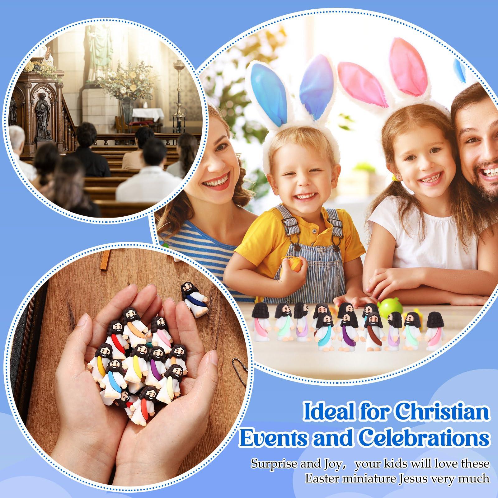 Sumind Sumind 50 Pcs Jesus Toys Original Design Mini Rubber Little Jesus Figurine to Hide and Seek Religious Party Favors Sunday School Craft Baptism Gifts for Easter Egg Stuffers (Comprehensive Colors)