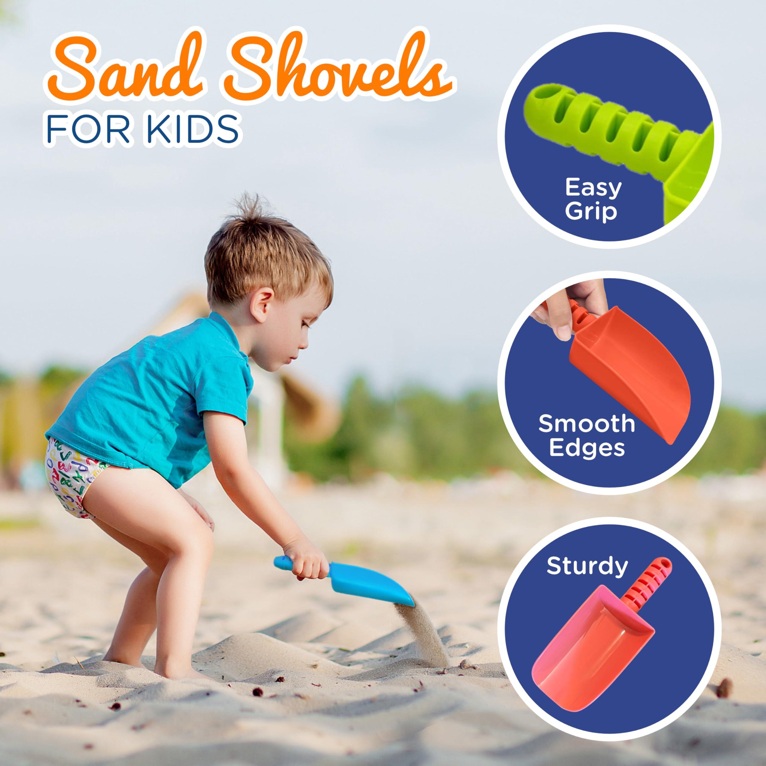 4E\'s Novelty 4E\'s Novelty 4 Pack Beach Shovels 8 Inch, Heavy Duty Plastic Sand Shovel for Kids, - Great for Planting Gardening Shovels for Toddlers, Outdoor Digging Sandbox Toys