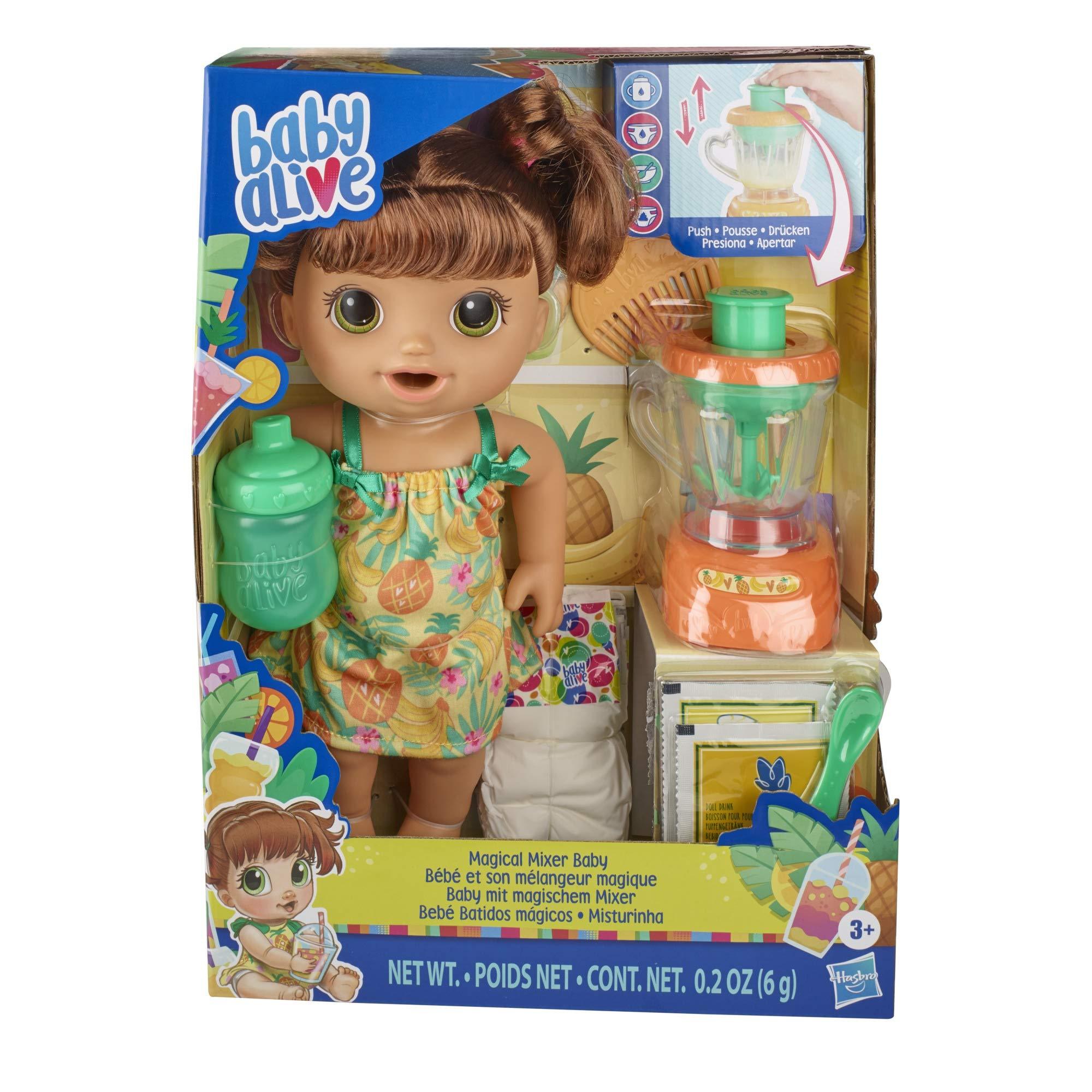 Baby Alive Baby Alive Magical Mixer Baby Doll Tropical Treat with Blender Accessories, Drinks, Wets, Eats, Brown Hair Toy for Kids Ages 3 and Up