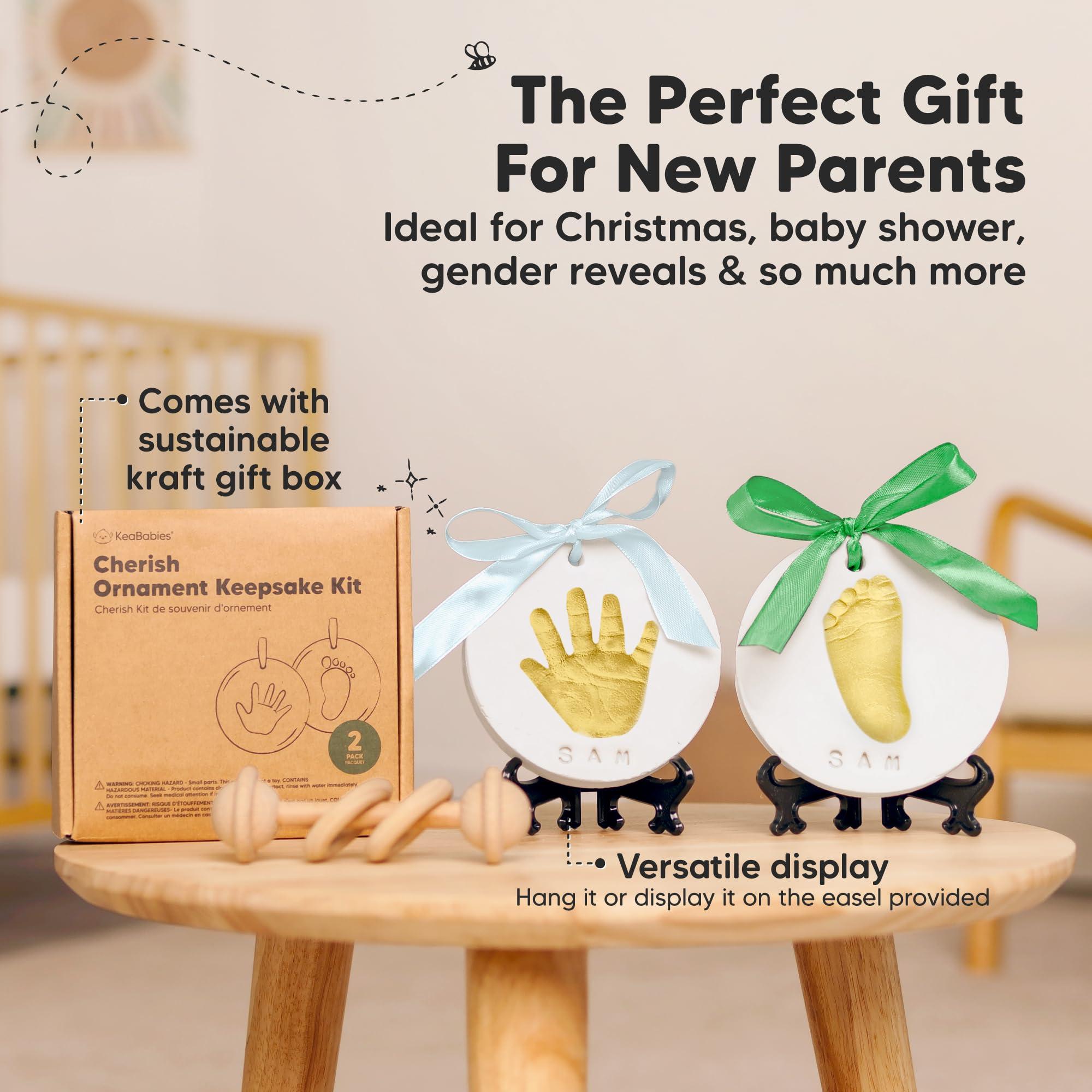 KeaBabies Baby Hand and Footprint Kit - Personalized Baby Foot Printing Kit for Newborn - Baby Footprint Kit for Toddlers - Baby Keepsake Handprint Kit - Baby Handprint Ornament Maker (Multi-Colored)