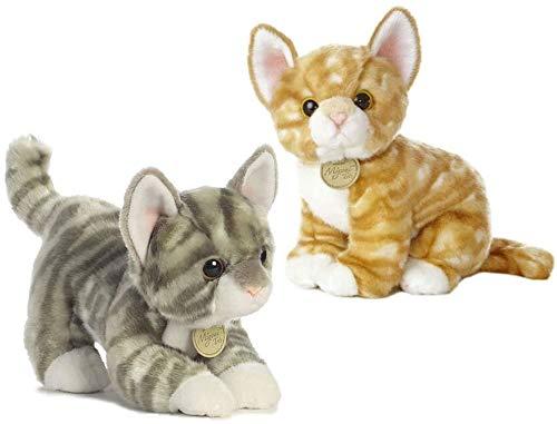Aurora Aurora Miyoni Tots Grey 9" Kitten and 10" Orange Tabby Kitten Bundle (Gray & Orange Cat)