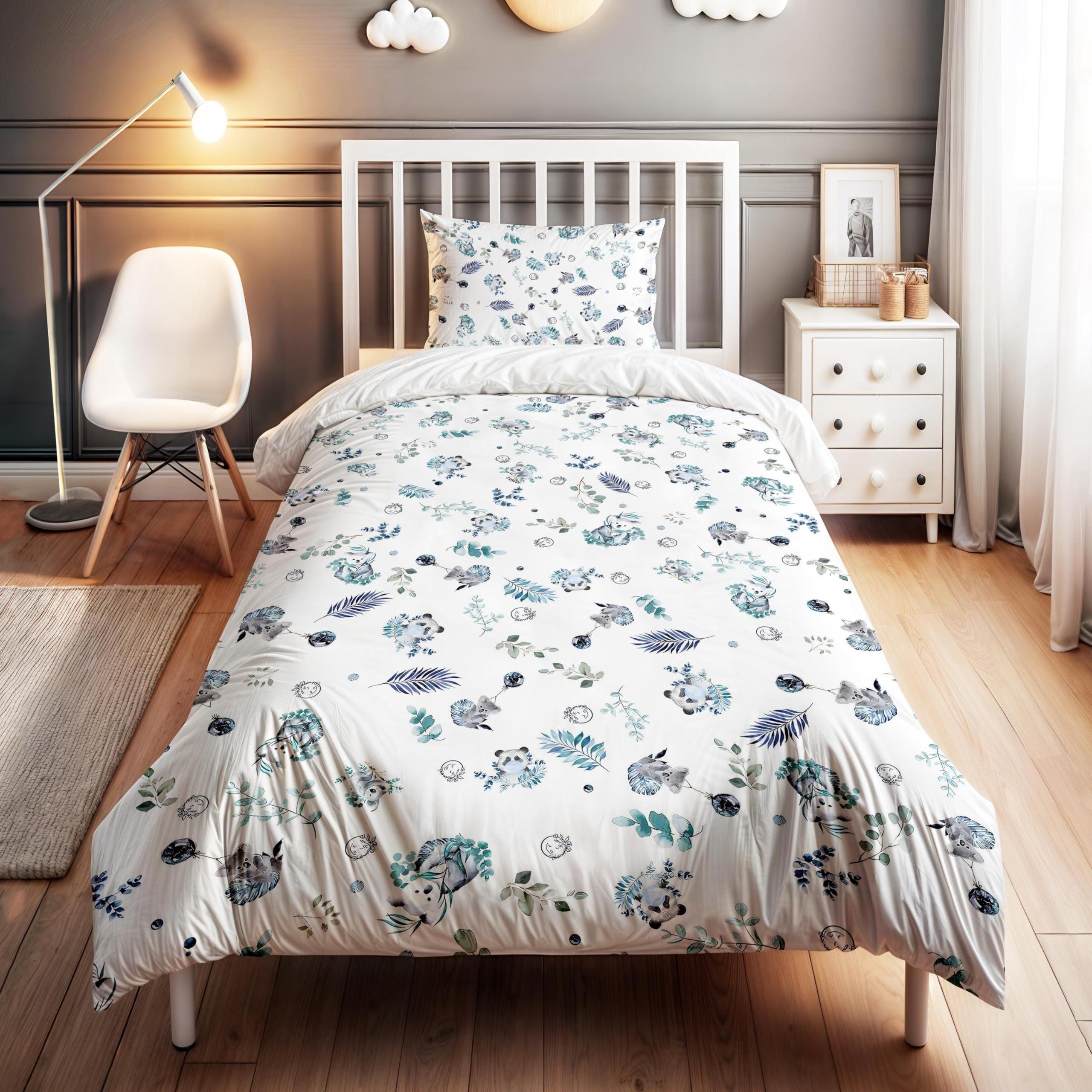 UEUEAE UEUEAE White Koala Kids and Baby Bedding Set, Koala Bears and Eucalyptus Soft Cotton Nursery Duvet Cover and Pillow Case Toddler Bedding 245x210cm(96"x83")