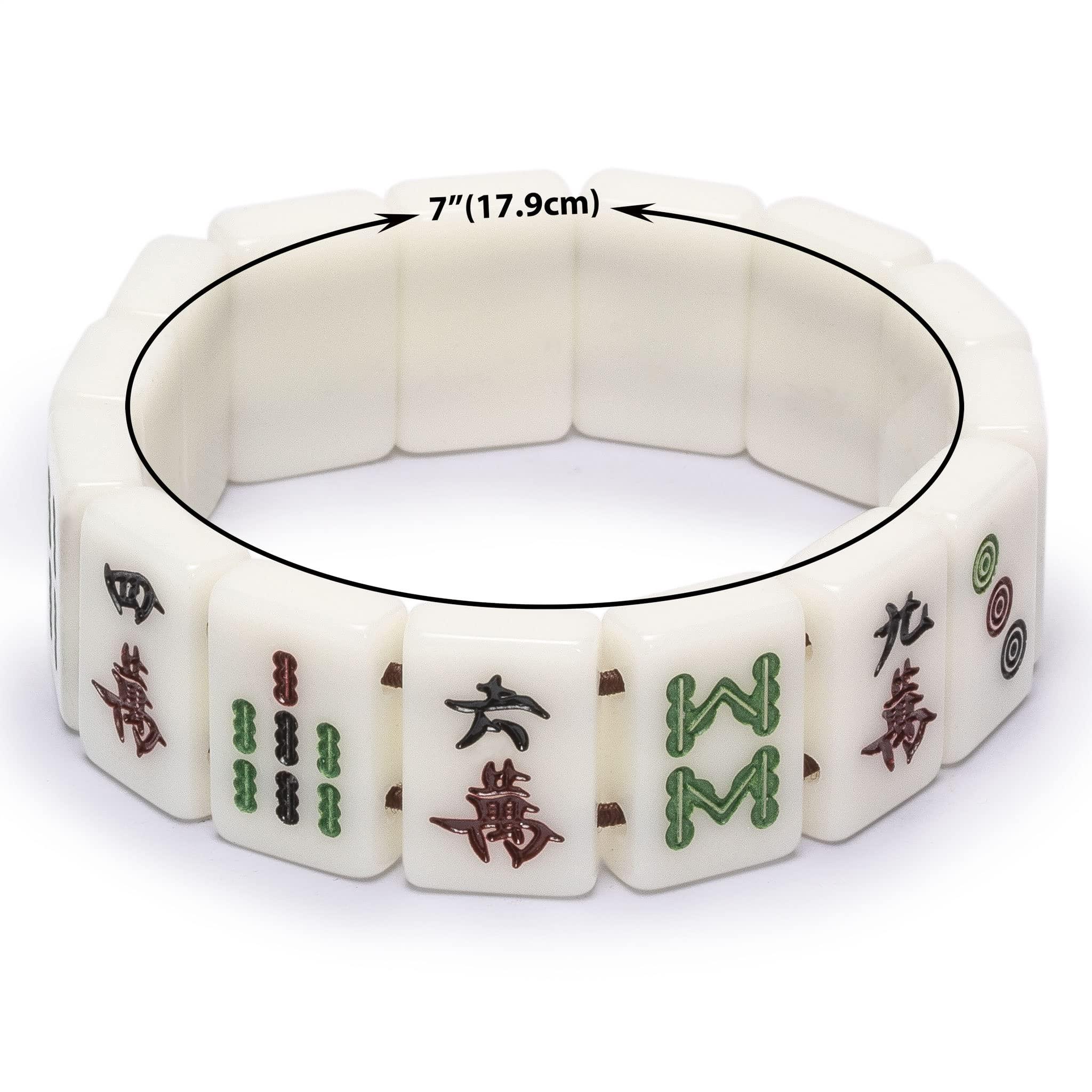Yellow Mountain Imports Yellow Mountain Imports Mahjong Bundle - Classic Chinese Mahjong Game Set, Emerald and Mahjong Mini-Tiles Bracelet