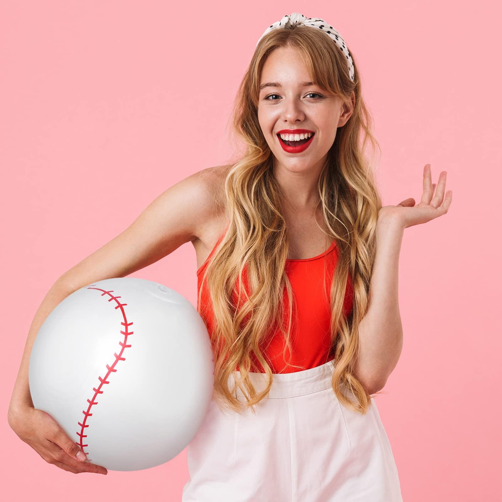 Lewtemi Set of 6 Beach Baseball Ball Inflatable Baseball Bat Include 2 Pcs 11 Inch Beach Baseball and 4 Pcs Baseball Bat Inflates Kids Baseball Pool Toys for Pool Beach Fun Sports Game Birthday (Dark Brown)