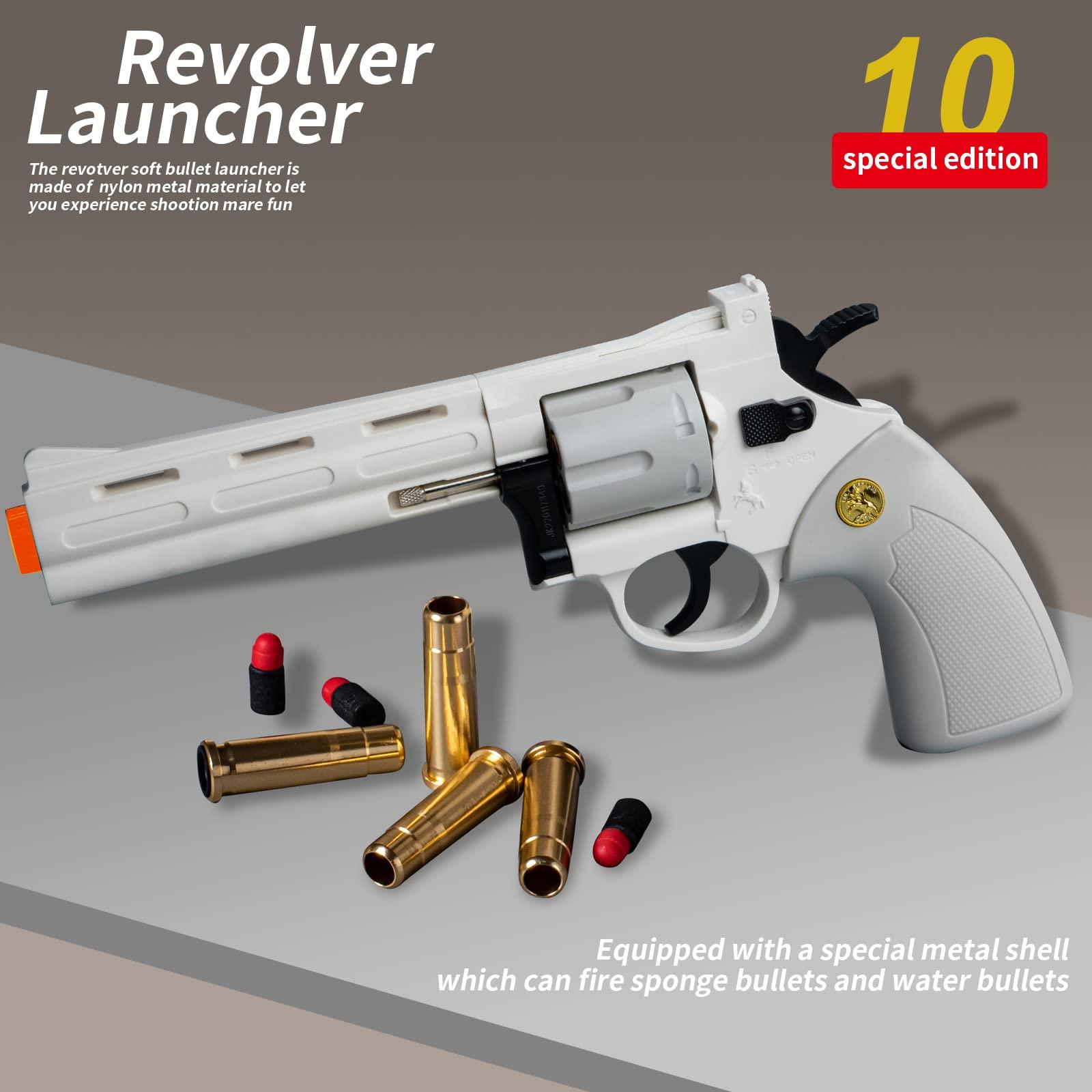 Tehoosen Revolver Toy,Extended Barrel,Can fire Soft Bullets,Water Gel Beads,Digital Shooting Targets with Foam Dart Toy Shooting Blaster,Toys for Kid Boys Girls,Compatible