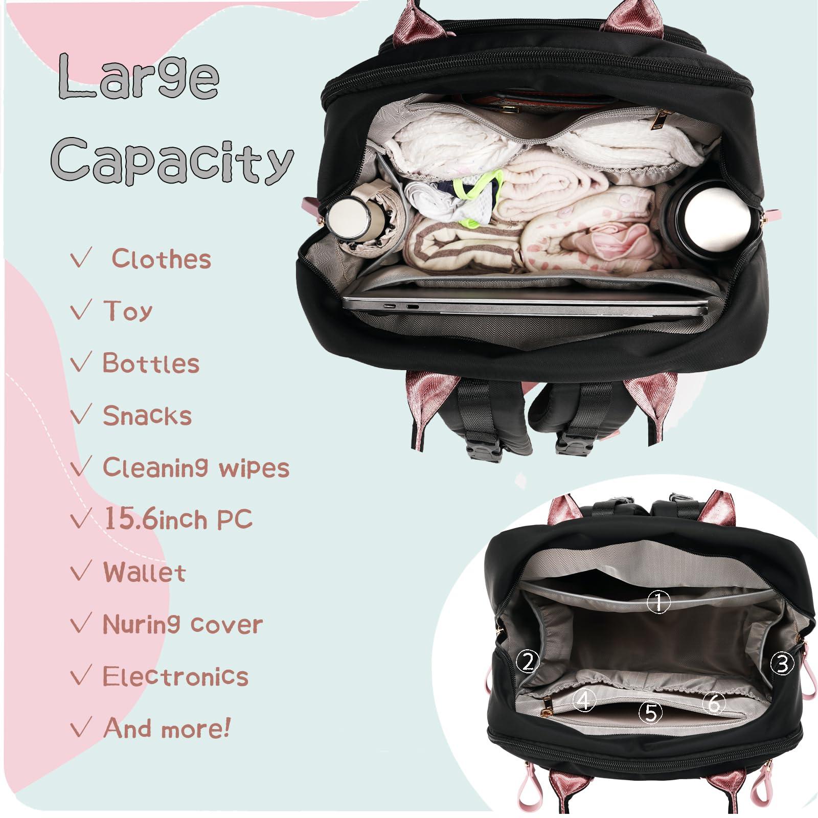LORADI LORADI 18 Pockets Diaper Bag Backpack with Waterproof Pockets and Stroller Buckle, Convertible Tote Bag (Brown)
