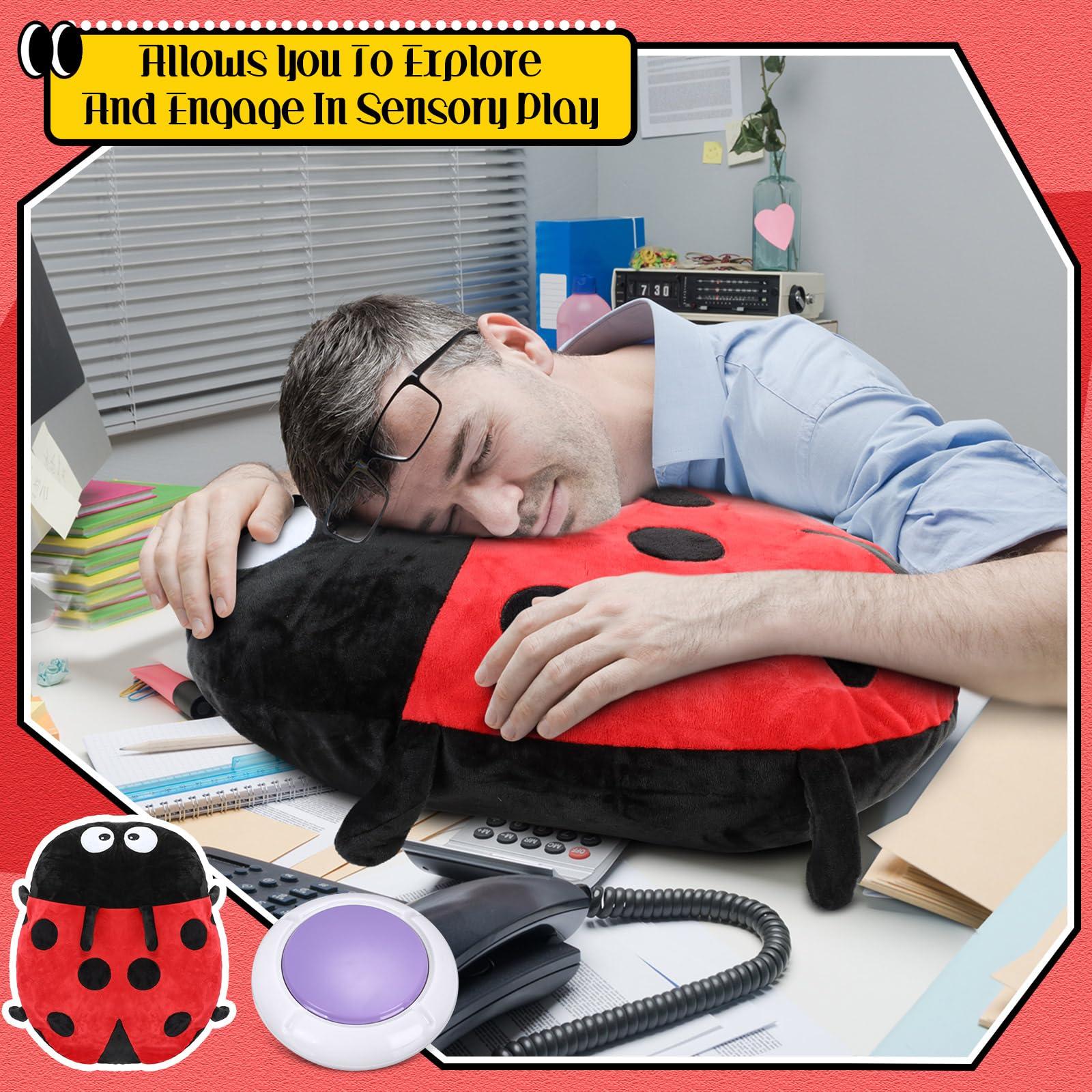 Kigley Kigley 1 Pack Sensory Vibrating Pillow for Autistic Kids Model Pressure Activated Pillows for Kids and Adults Soft Textured Therapy Stimulation Vibrating Pillow for Gift Autistic Children(Ladybug)