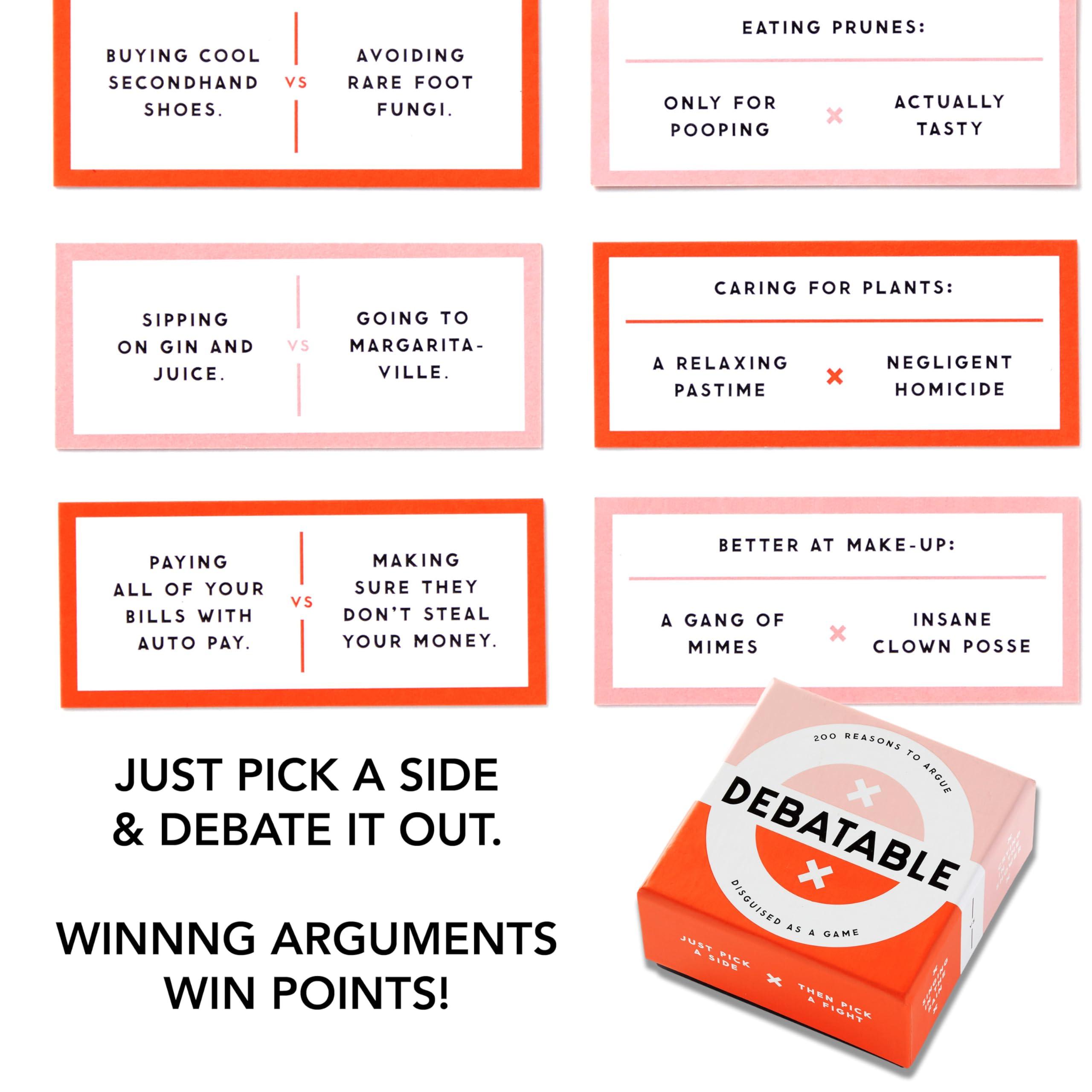 Brass Monkey Brass Monkey Debatable Game Set | 200 Two-Sided Game Cards for Things to Argue About | Social Game | Great Gift for Adults