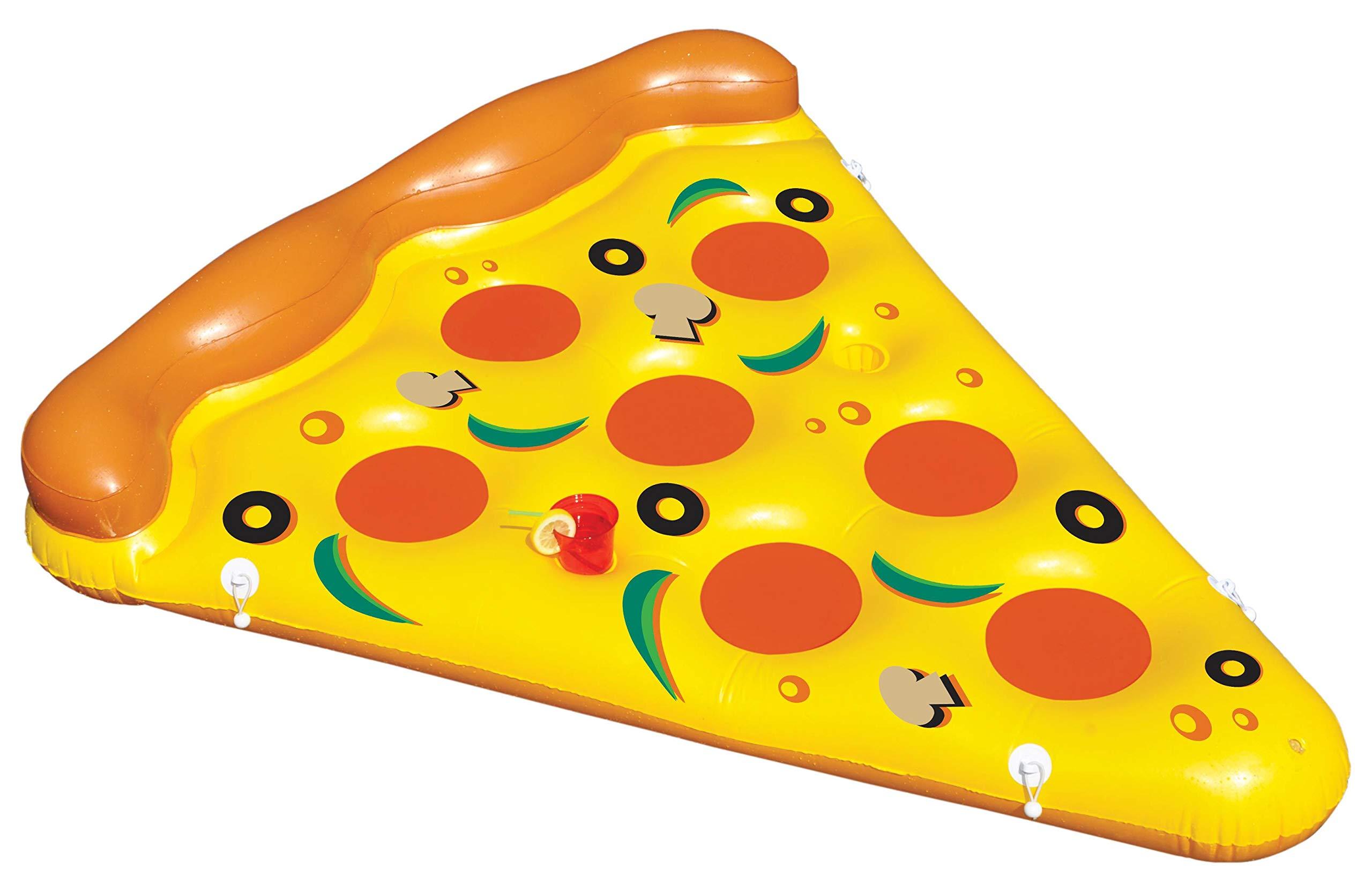 Swim Central Inflatable Yellow and Orange Pizza Slice Swimming Pool Float Raft - 72"