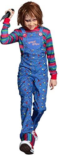 Party City Party City Chucky Costume for Girls - Childs Play Scary Halloween Costume with Jumpsuit & Striped Shirt - Costumes for Halloween, Birthday Parties & Themed Event