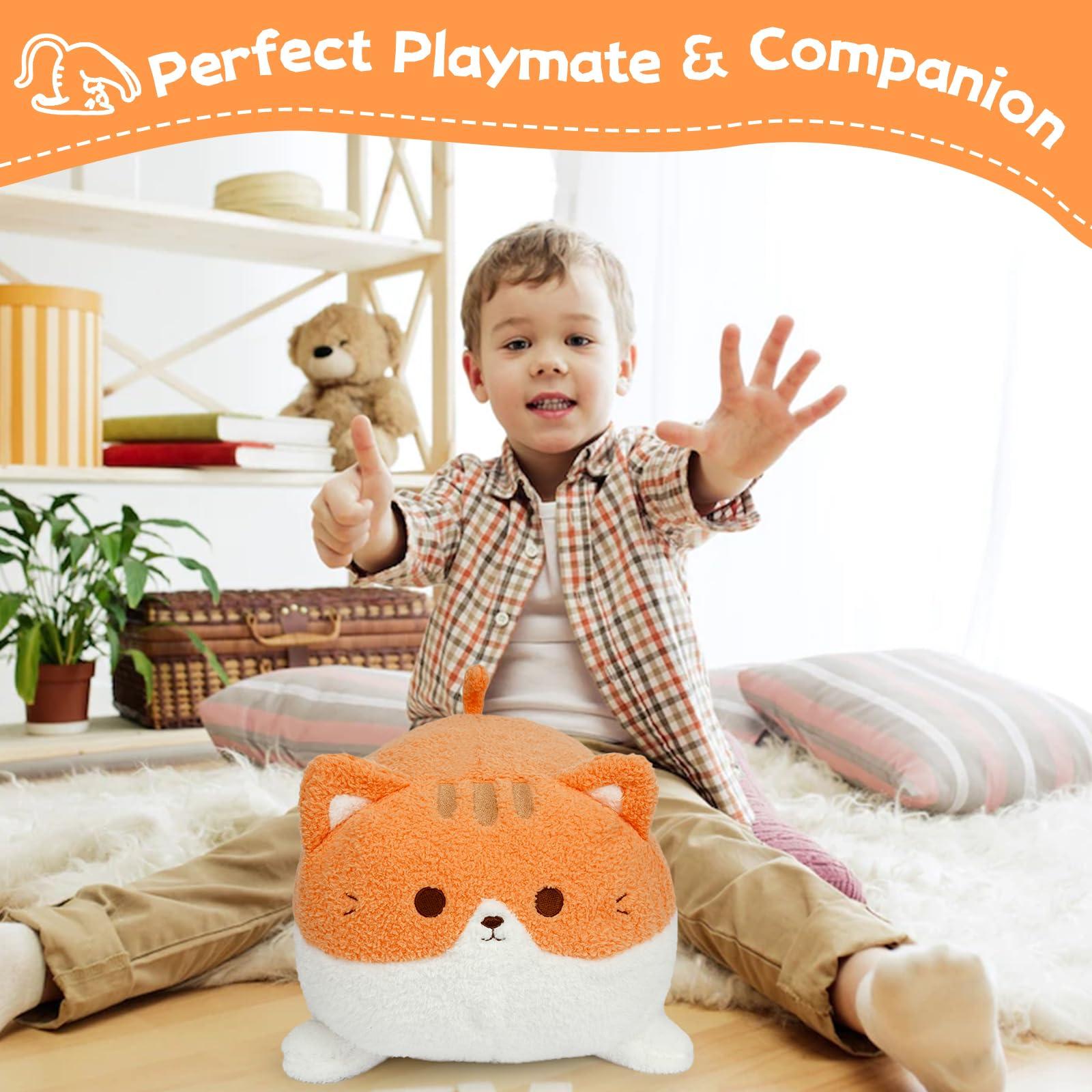 LSYDCARM LSYDCARM Orange Cat Stuffed Animal Plush Pillow, 15Inch Cute Cat Plushie Soft Cat Pillow Plush Toy Stuffed Animals Cat, Kawaii Stuffed Kitten Soft Cat Hugging Pillow Gift for Kids Boys Girls Birthday