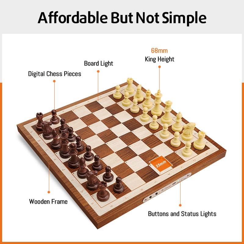Chessnut Chessnut Air Electronic Chess Set, A magnificently Handcrafted Wooden Chess Board with Extra Queens,LEDs, AI Adaptive Electronic Chess Set Game and App with Computer Chess Board