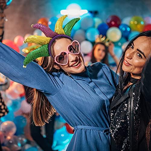 SIROGOGO SIROGOGO Mardi Gras Jester headband Court Clown headwear Funny Hat for Masquerade Cosplay Accessory Multicolor