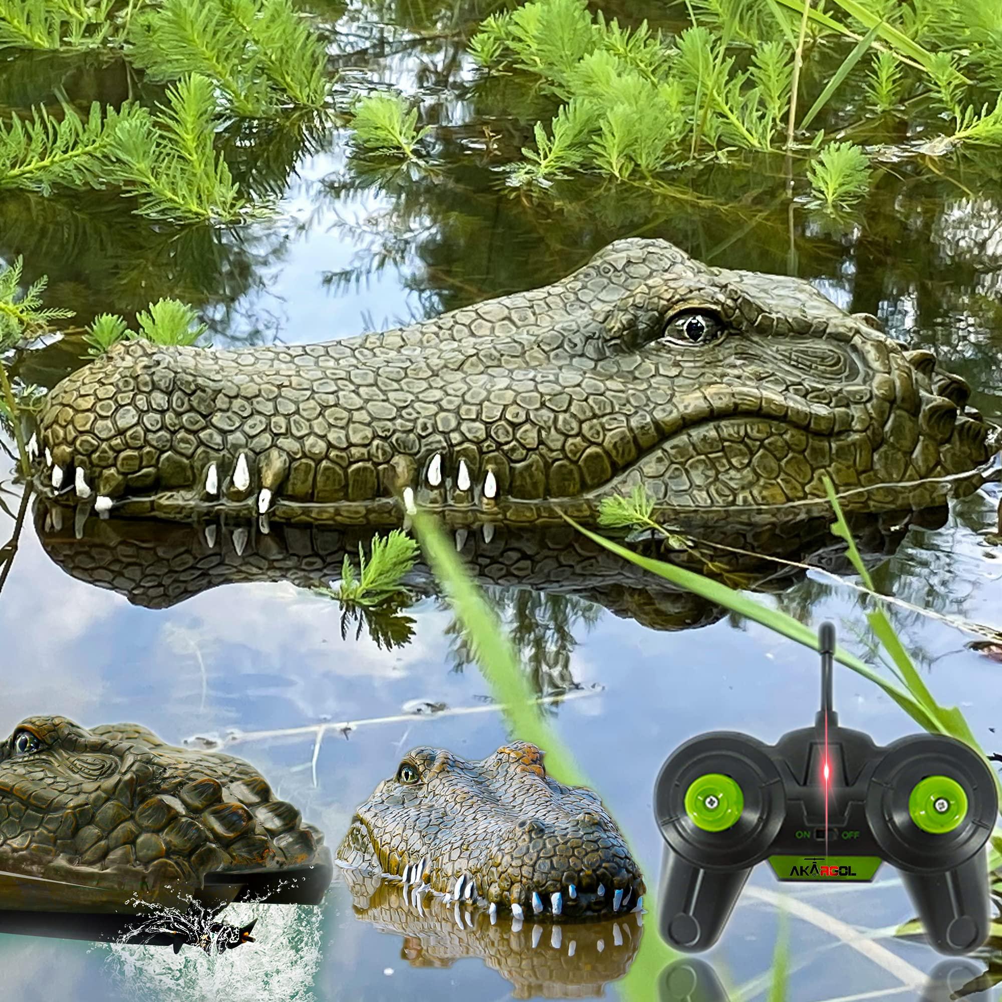 Akargol 2Pcs Remote Control Boat Alligator Head - RC Boats Fake Crocodile Head 2.4 GHz Remote Controlled for Kids and Adults