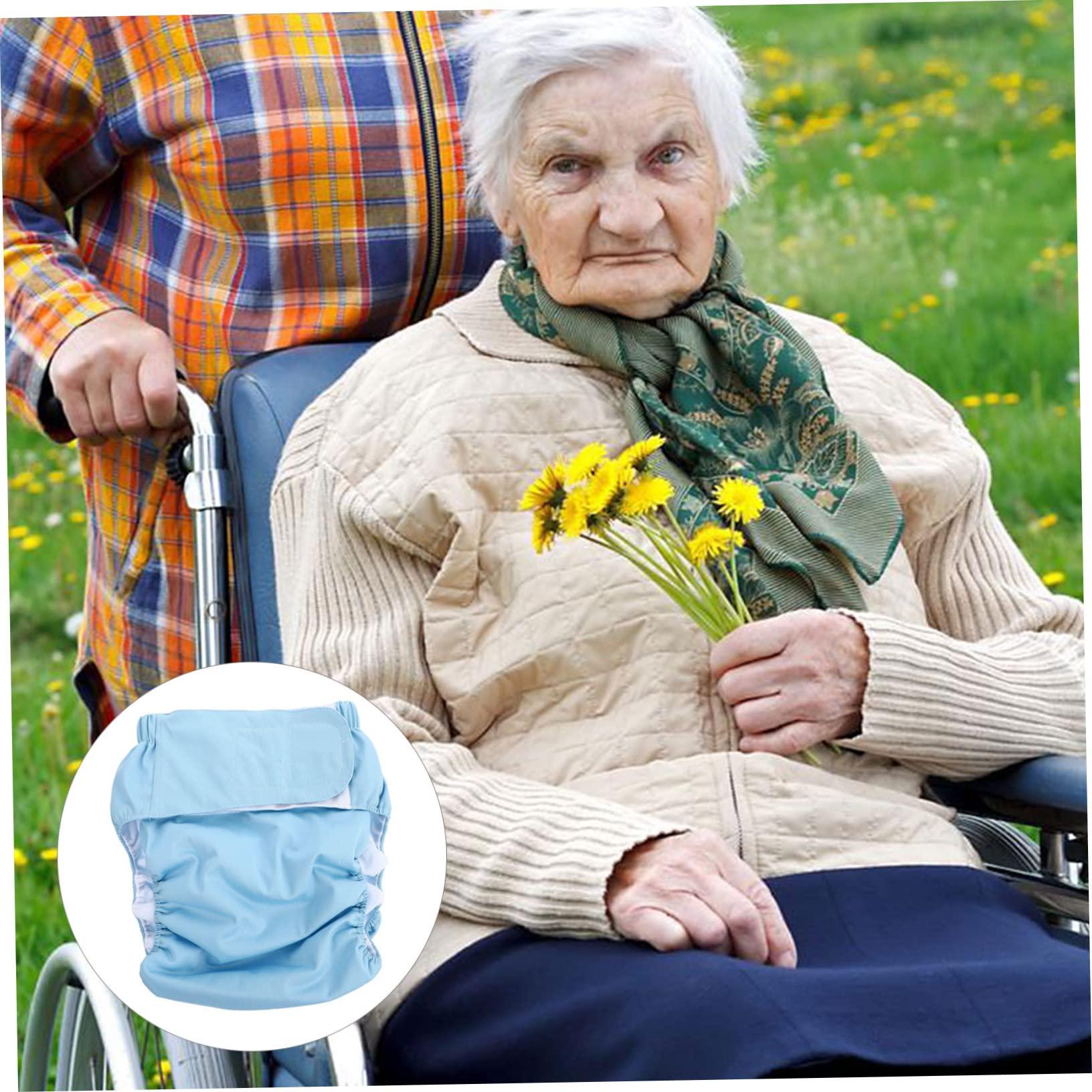 JECOMPRIS JECOMPRIS Adult Cloth Diaper Waterproof Nappy Elderly Incontinence Care Nappies Underwear Reusable Washable Overnight Diapers Pants for Disability Seniors Men Women Blue